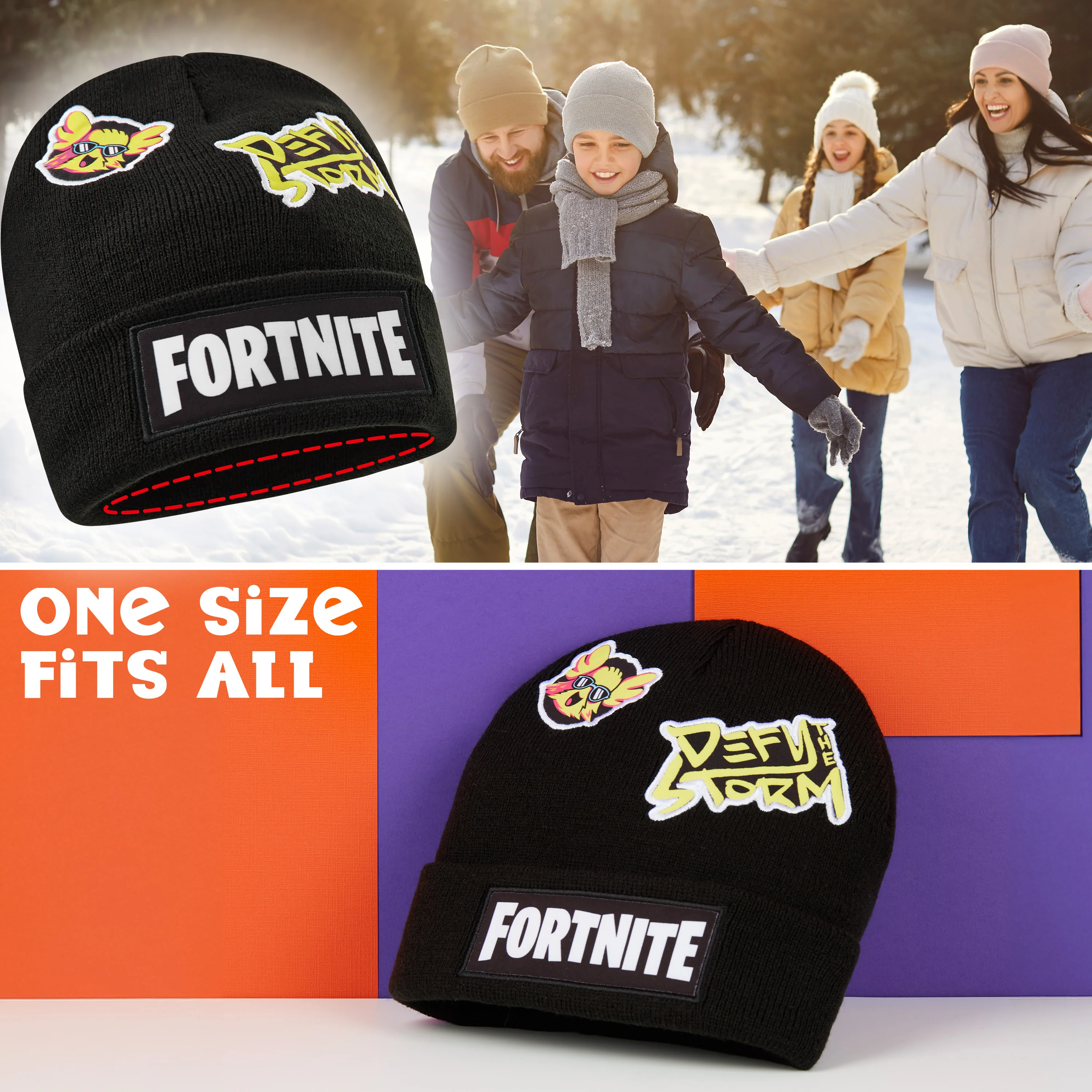 Fortnite Boys and Teenagers Beanie Hat, Warm Cosy Knitted Winter Hat Winter Accessories - Gifts for Gamers Black - Image 6