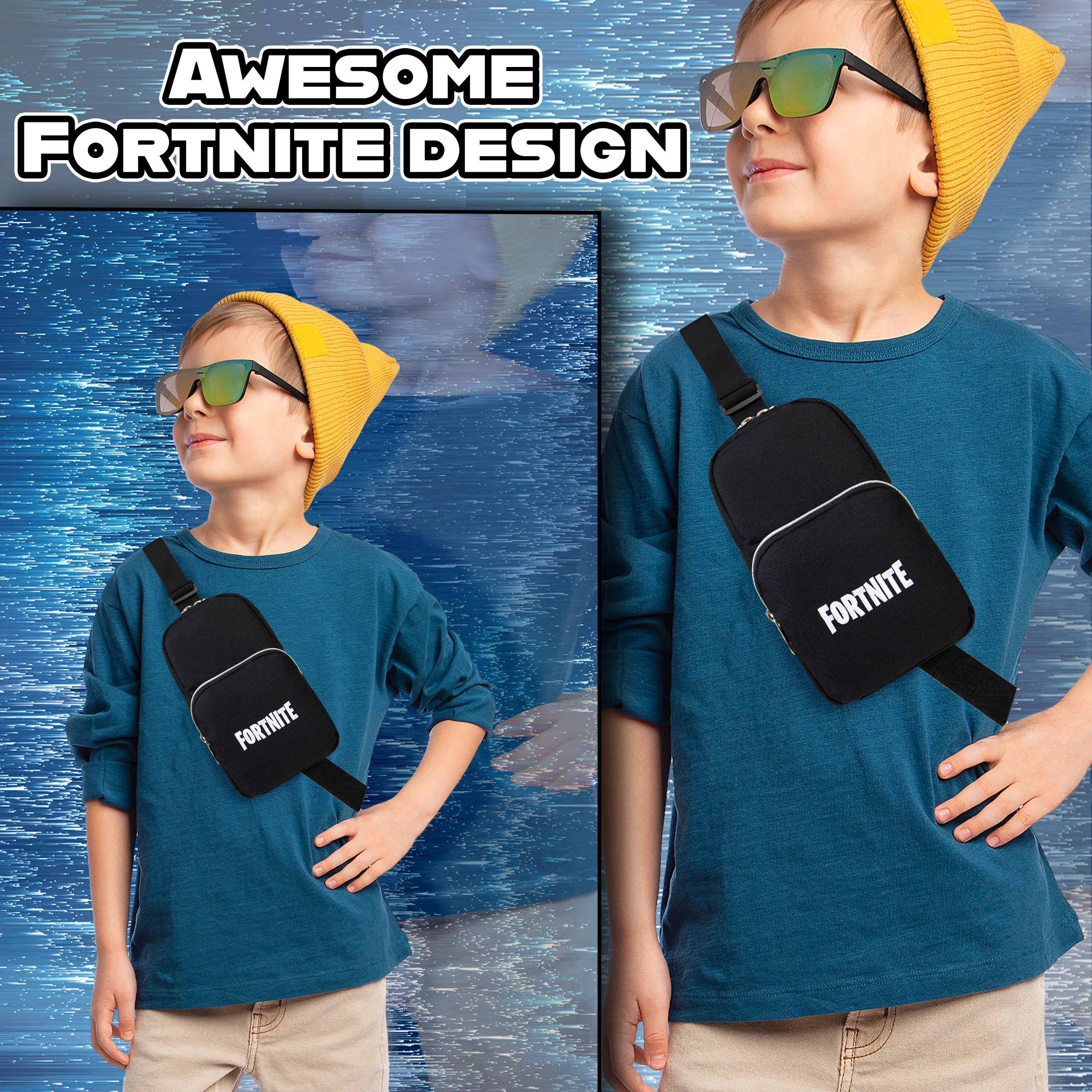 Fortnite Crossbody Bag for Boys Teens Sling Bag with Compartments Adjustable Strap Chest Bag for Travel Holidays Ideal for Phone, Wallets, Gamer Gifts - Image 3