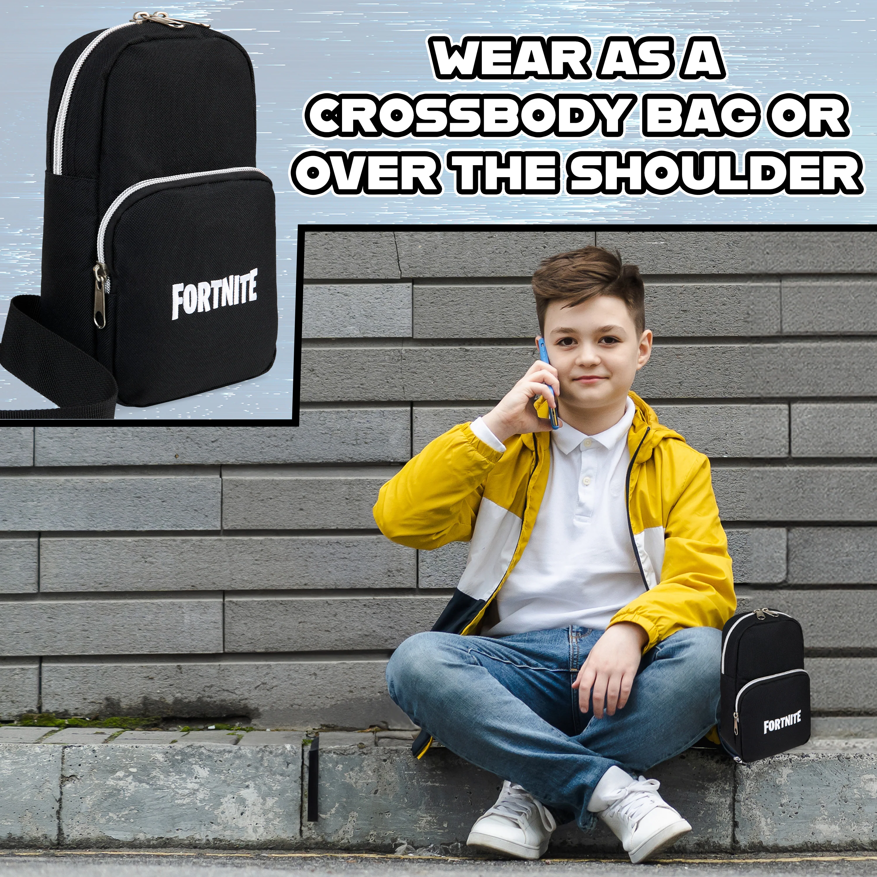 Fortnite Crossbody Bag for Boys Teens Sling Bag with Compartments Adjustable Strap Chest Bag for Travel Holidays Ideal for Phone, Wallets, Gamer Gifts - Image 4