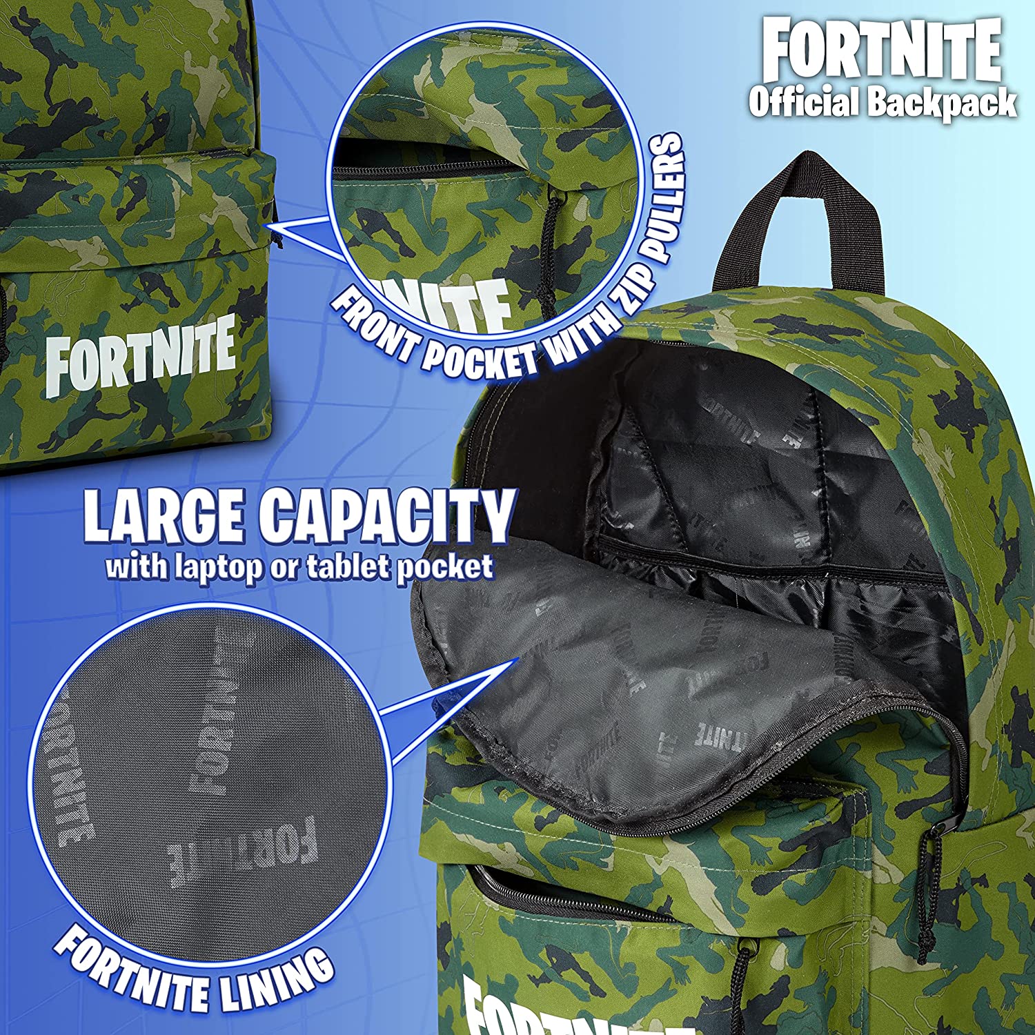 Fortnite Green Backpack, School Bag, Large Rucksack for Kids, Fortnite Gifts for Boys - Image 3