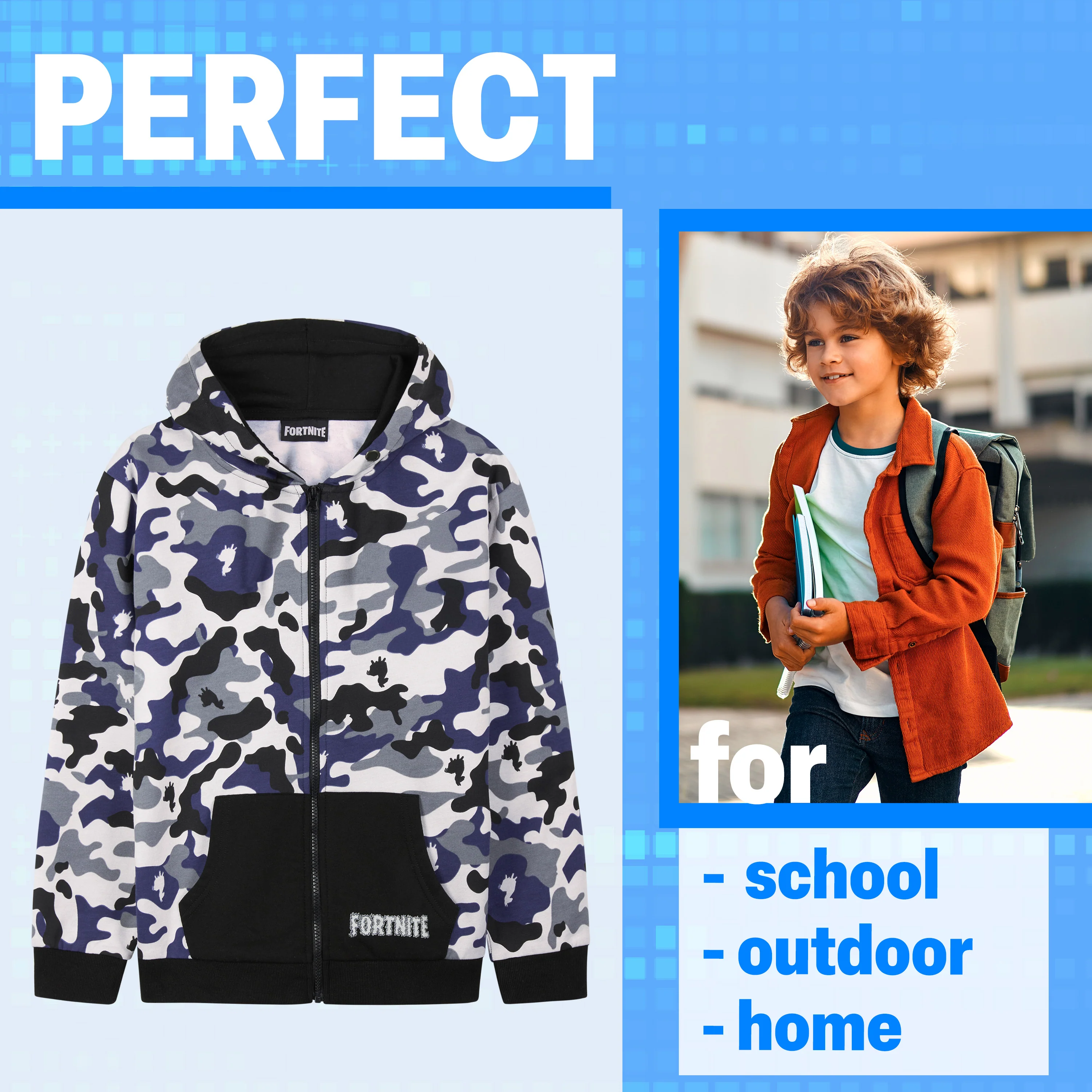 Fortnite Hoodie for Boys Teenagers Zip Up Jacket Warm Hooded Pullover Cosy Zipped Long Sleeve Gaming Sweater Casual Fashion Gaming Gifts for Boys - Image 2