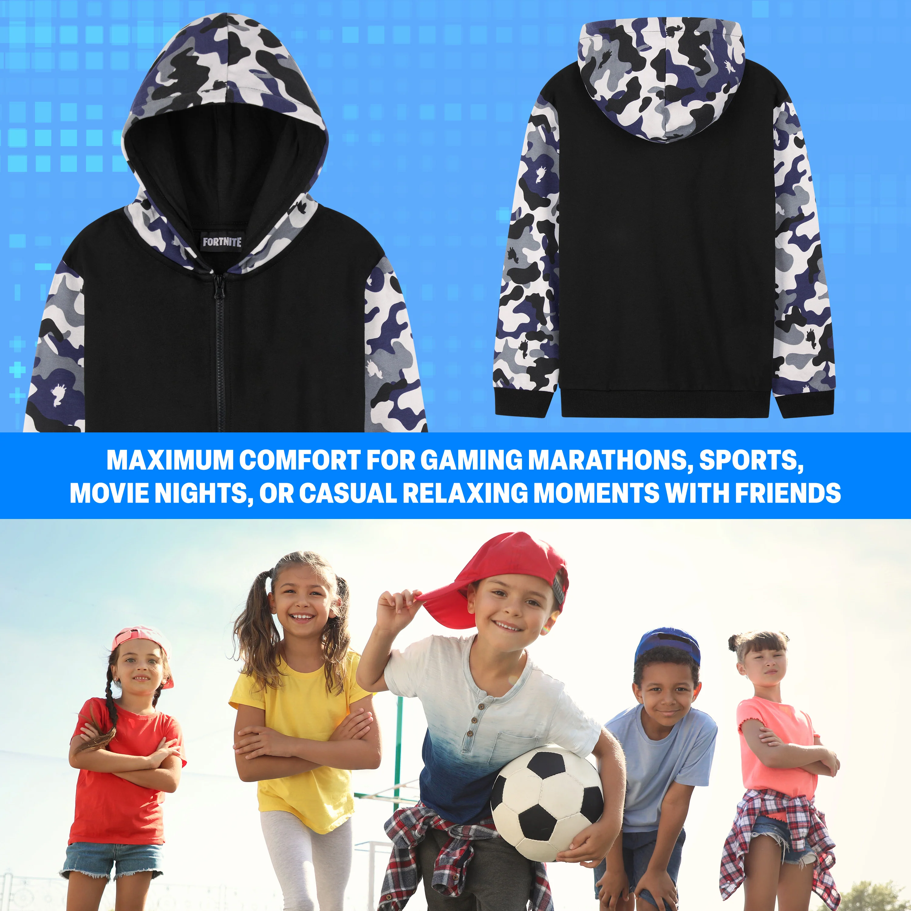 Fortnite Hoodie for Boys Teenagers Zip Up Jacket Warm Hooded Pullover Cosy Zipped Long Sleeve Gaming Sweater Casual Fashion Gaming Gifts for Boys - Image 3