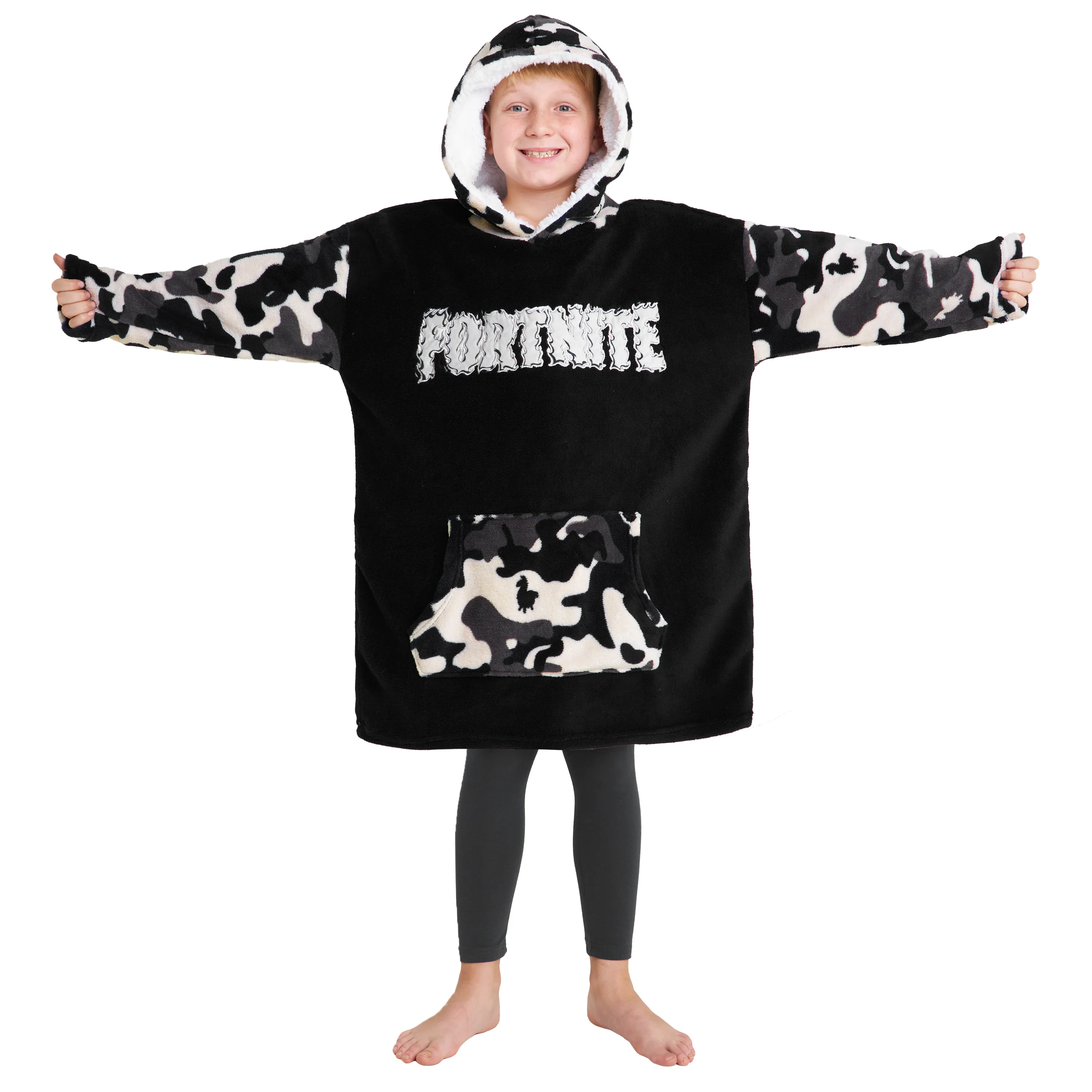 Fortnite Oversized Hoodie Blankets for Boys Fleece Extra Long Warm Wearable Hooded Poncho for Kids and Teens 14+, Gamers Gifts