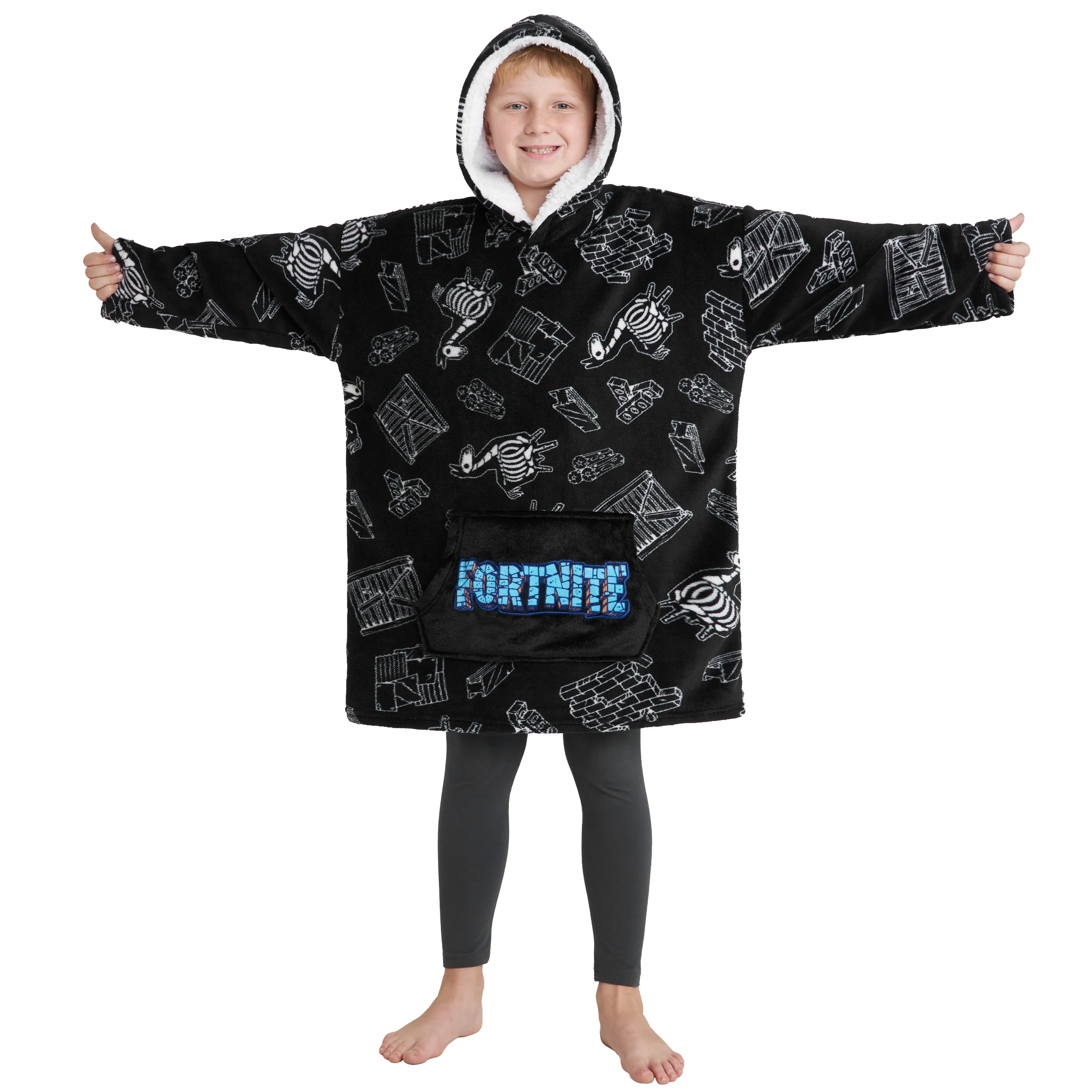 Fortnite Oversized Hoodie Blankets for Boys Fleece Extra Long Warm Wearable Hooded Poncho for Kids and Teens 14+, Gamers Gifts