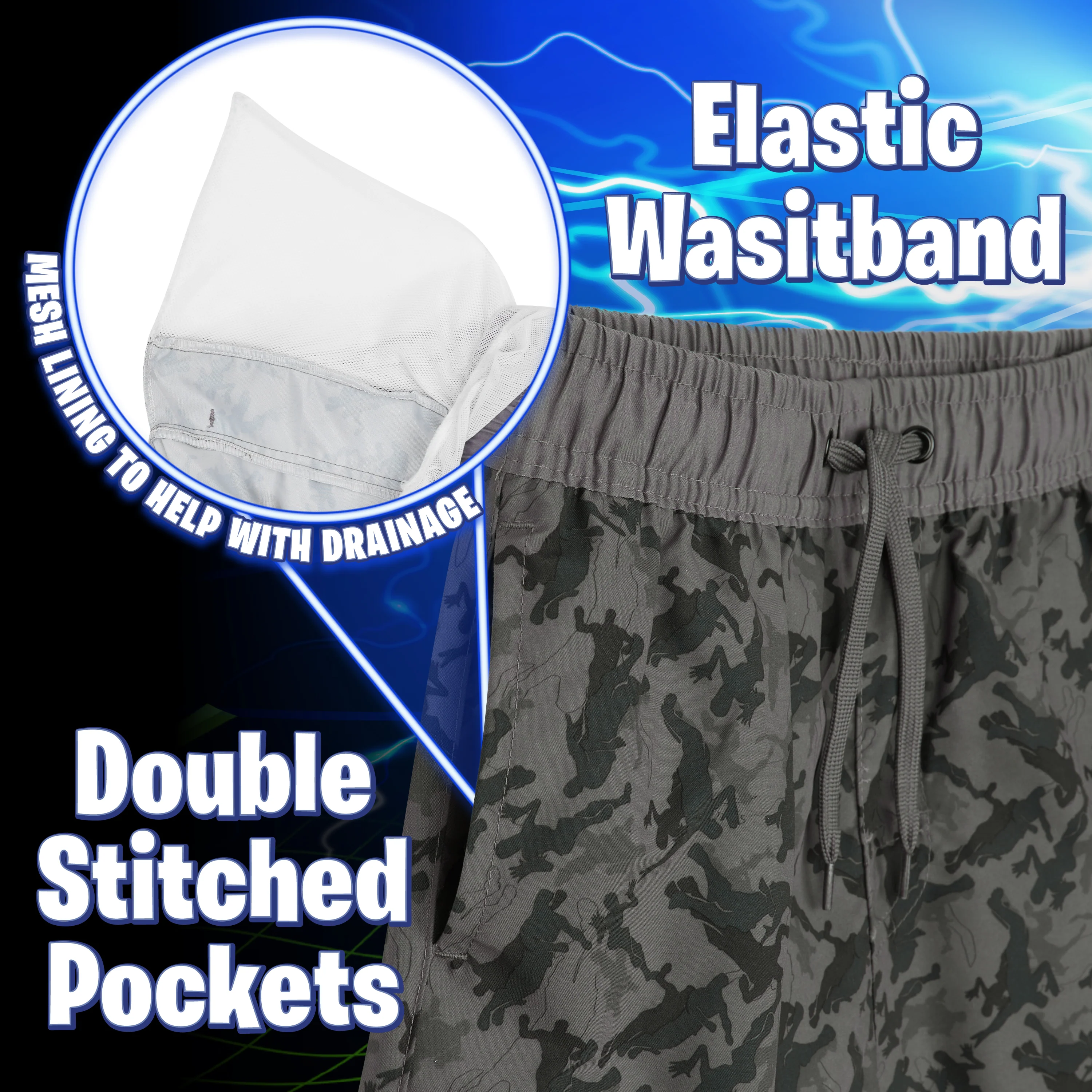 Fortnite Swim Shorts Trunks with Emote Print & Elasticated Waist for Boys Teens - Image 5