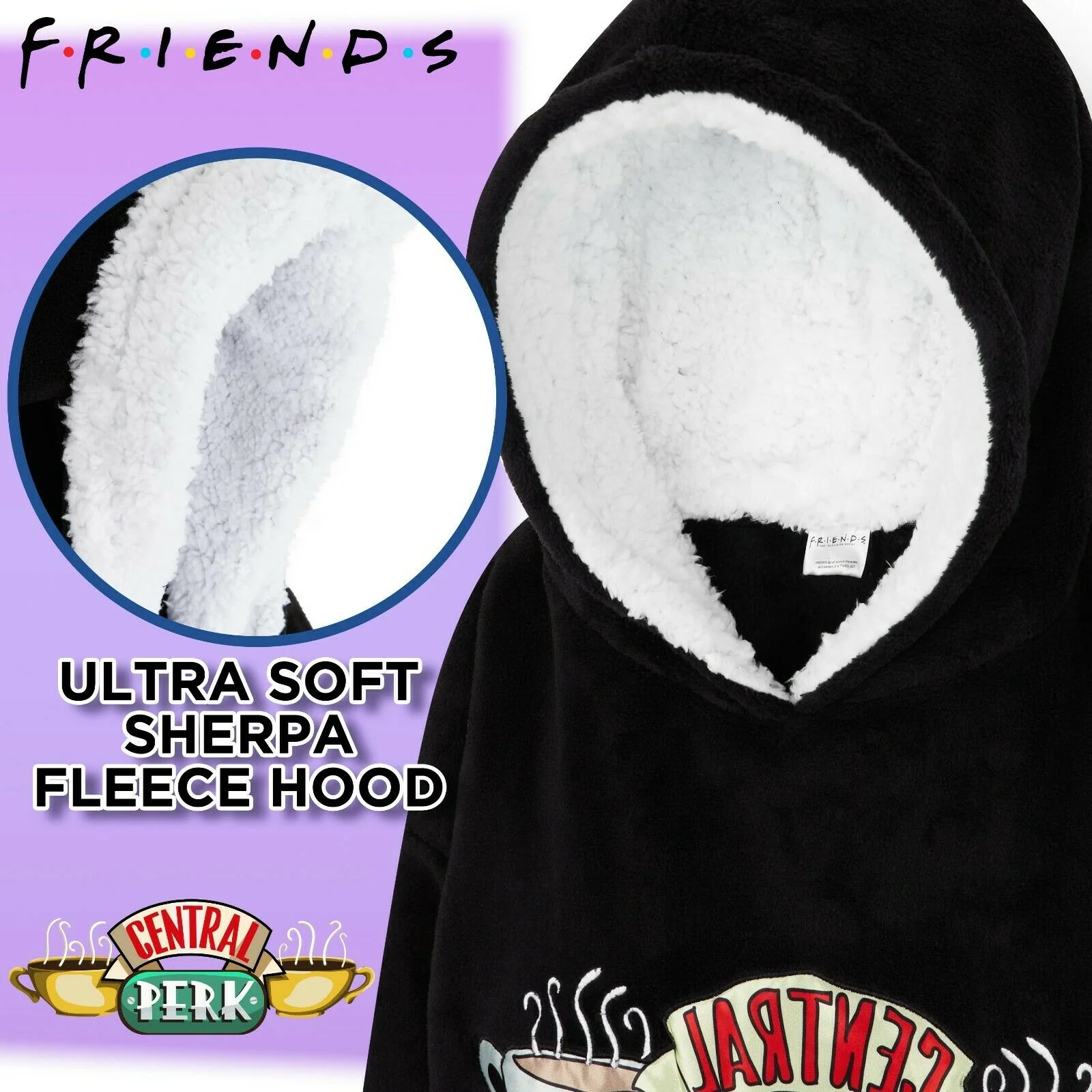 Friends Black Hoodie for Girls Teens, Fleece Oversized Hoodie Blanket - Image 5