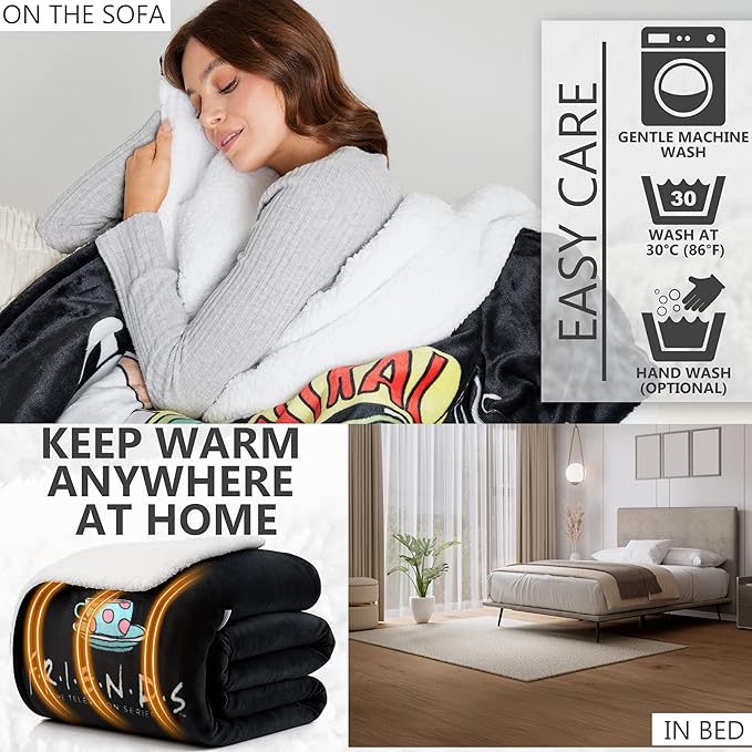 FRIENDS Electric Blanket 130x160cm, Single Size Soft & Luxurious Sherpa Fleece Heated Blanket - Image 5