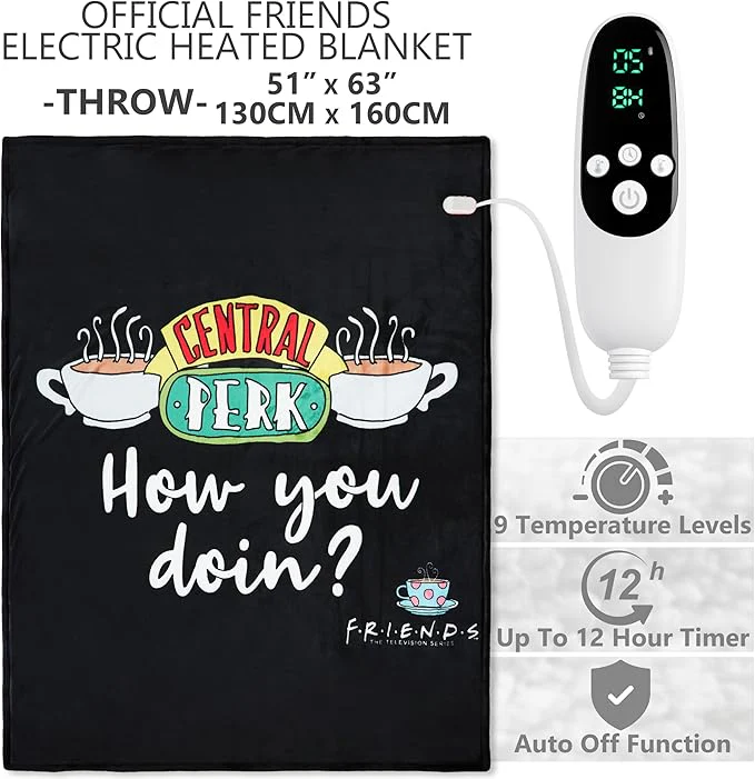 FRIENDS Electric Blanket 150x200cm, Double Size Soft & Luxurious Sherpa Fleece Heated Blanket - Image 3