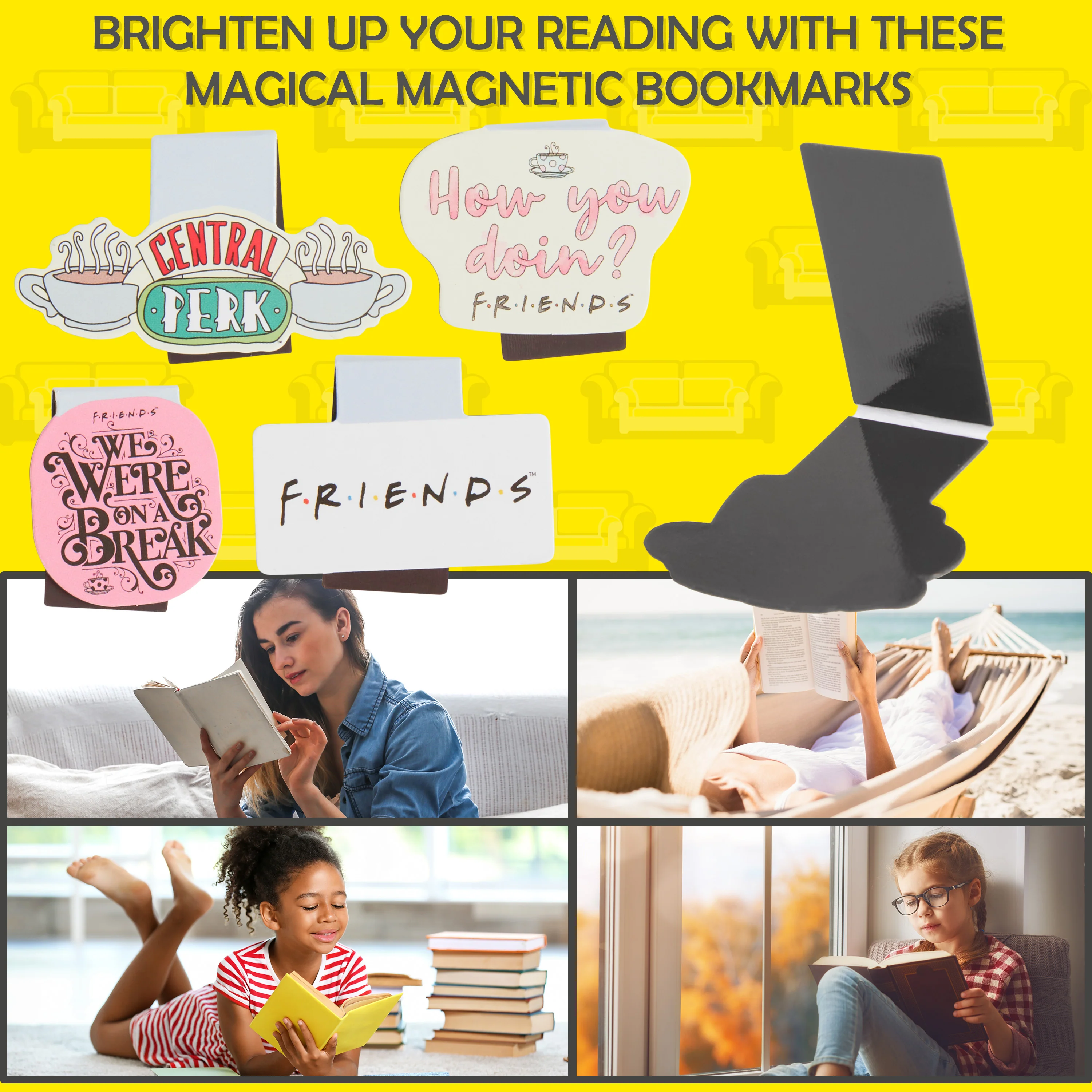FRIENDS Magnetic Bookmark Page Clip Pack of 4 School Reading Gifts - Image 4