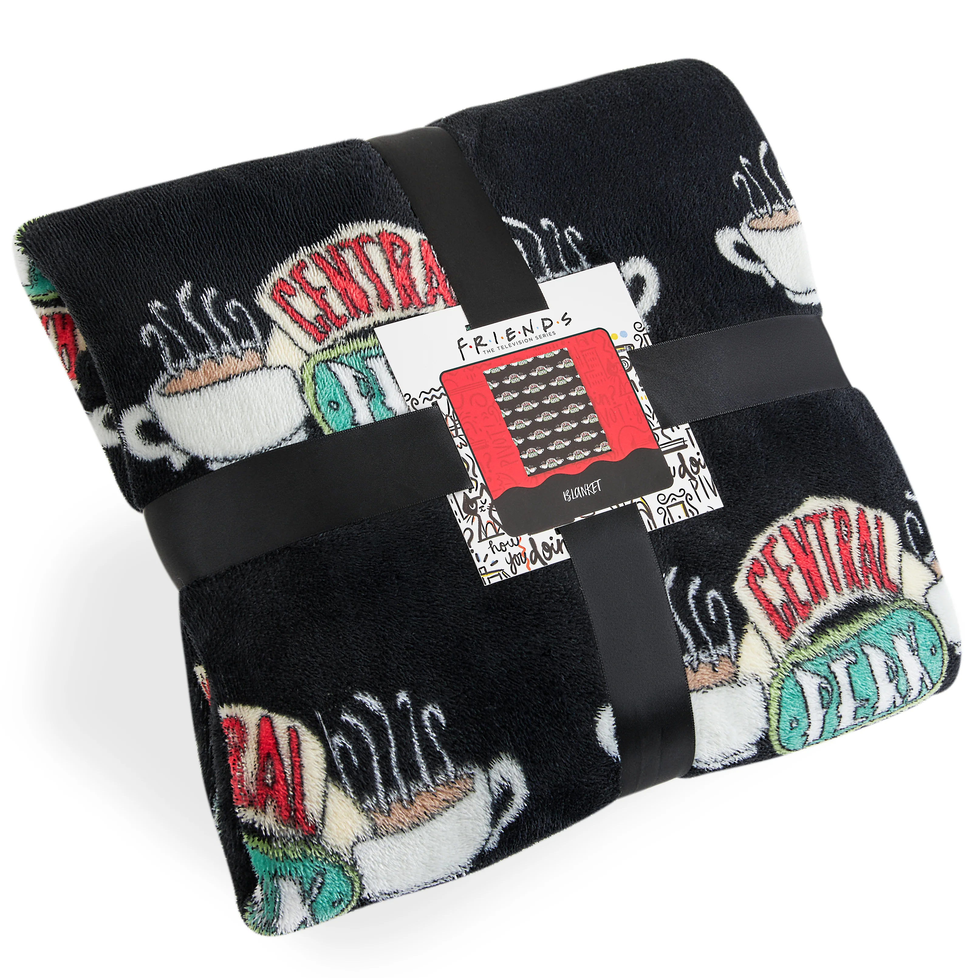 FRIENDS TV Show Fleece Blanket, Super Soft Central Perk Blankets Throws, Warm And Cuddly Official Show Merchandise For Home (Black)