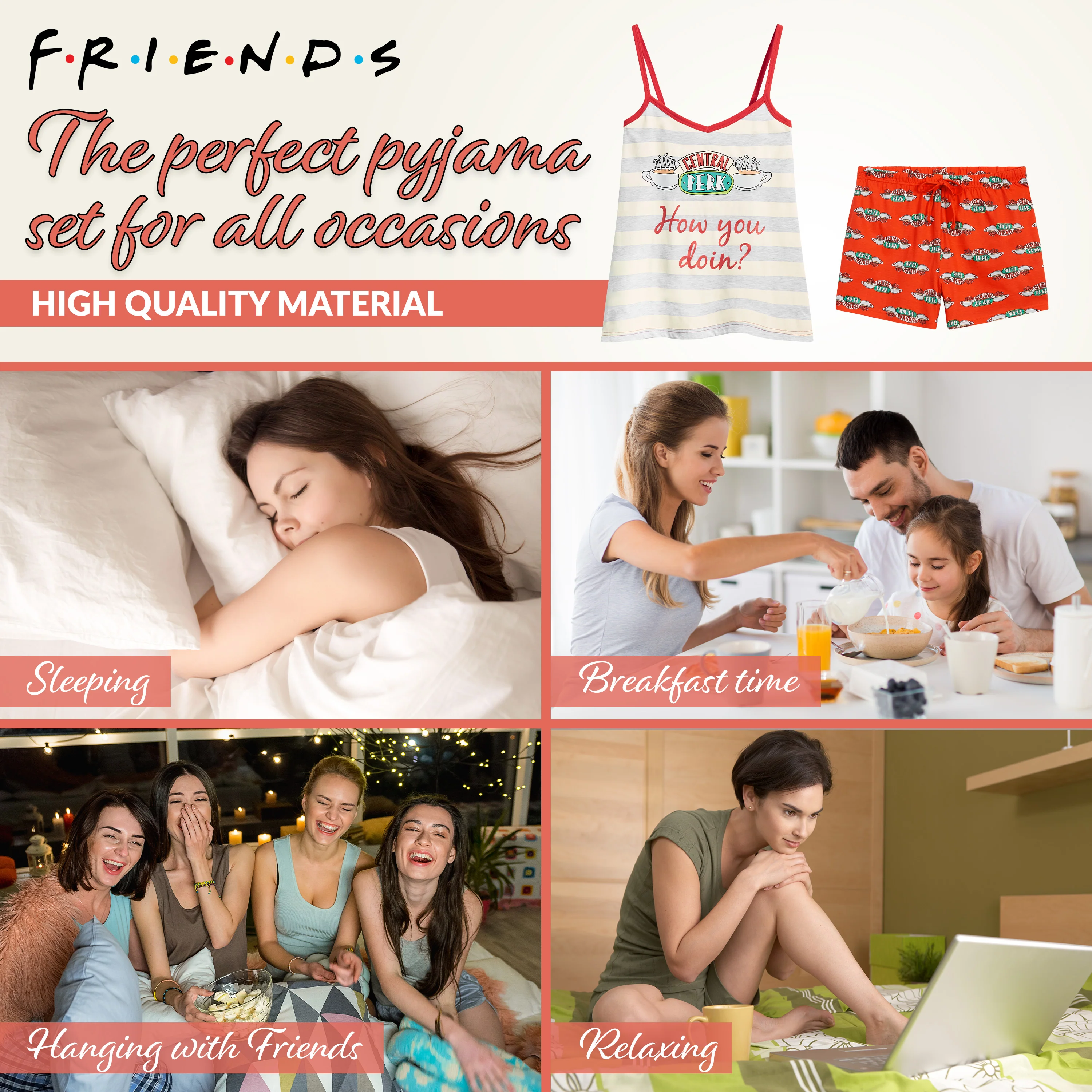 FRIENDS Women's Pyjama Sets, Ladies Pyjamas, Short PJs for Women - Image 5