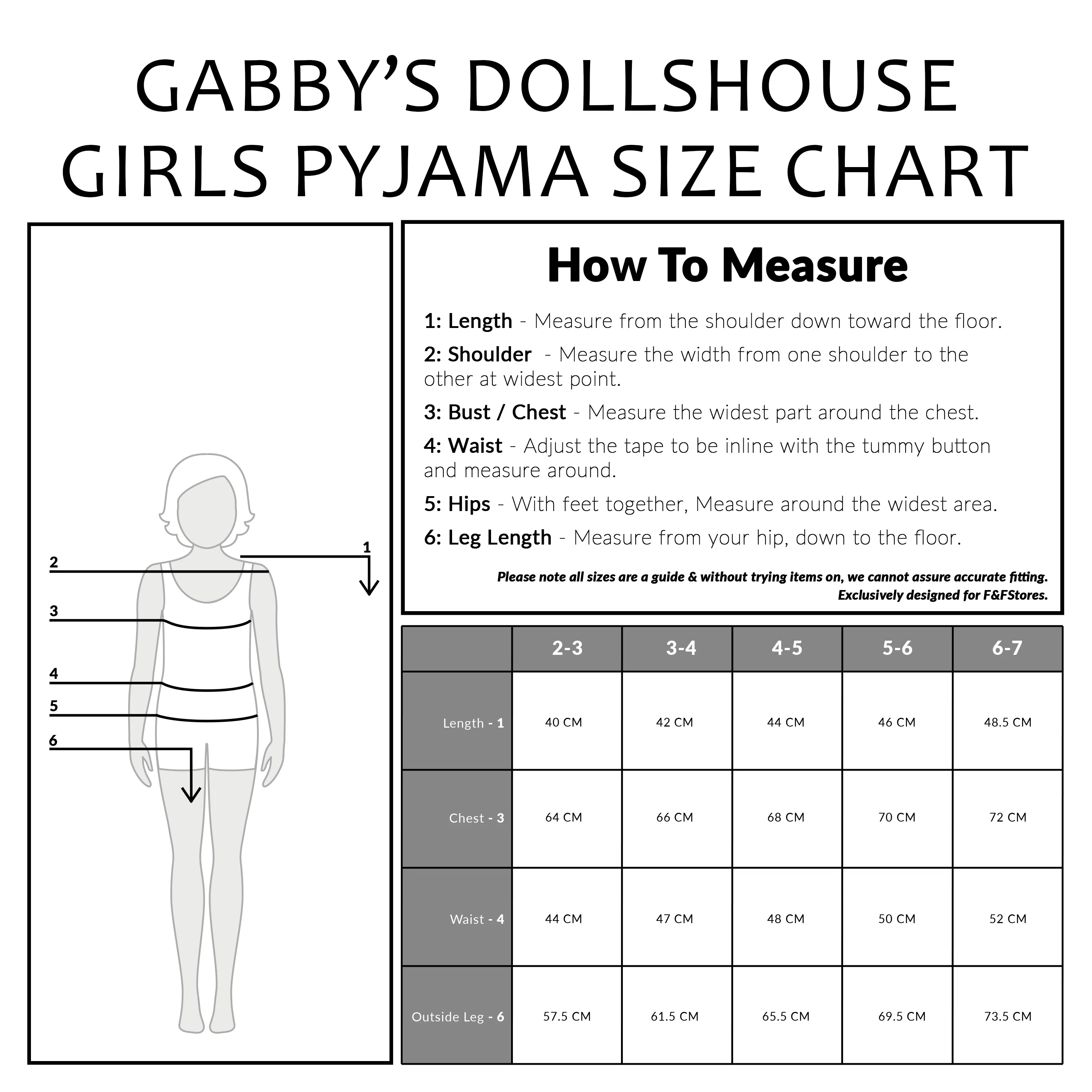 Gabby’s Dollhouse Girls Pyjamas, Kids 2 Piece Nightwear Set - Image 6