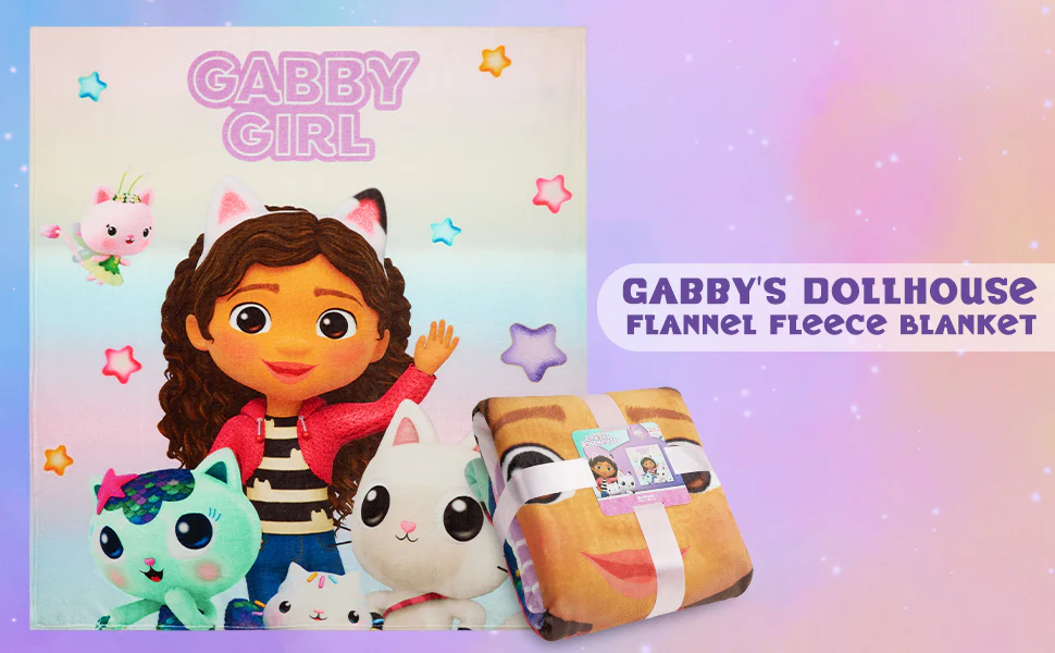 Gabby's Dollhouse Fleece Bed Blanket for Kids Super Soft Blanket Fleece Throws 150 x 130cm Warm Blankets - Gifts for Girls