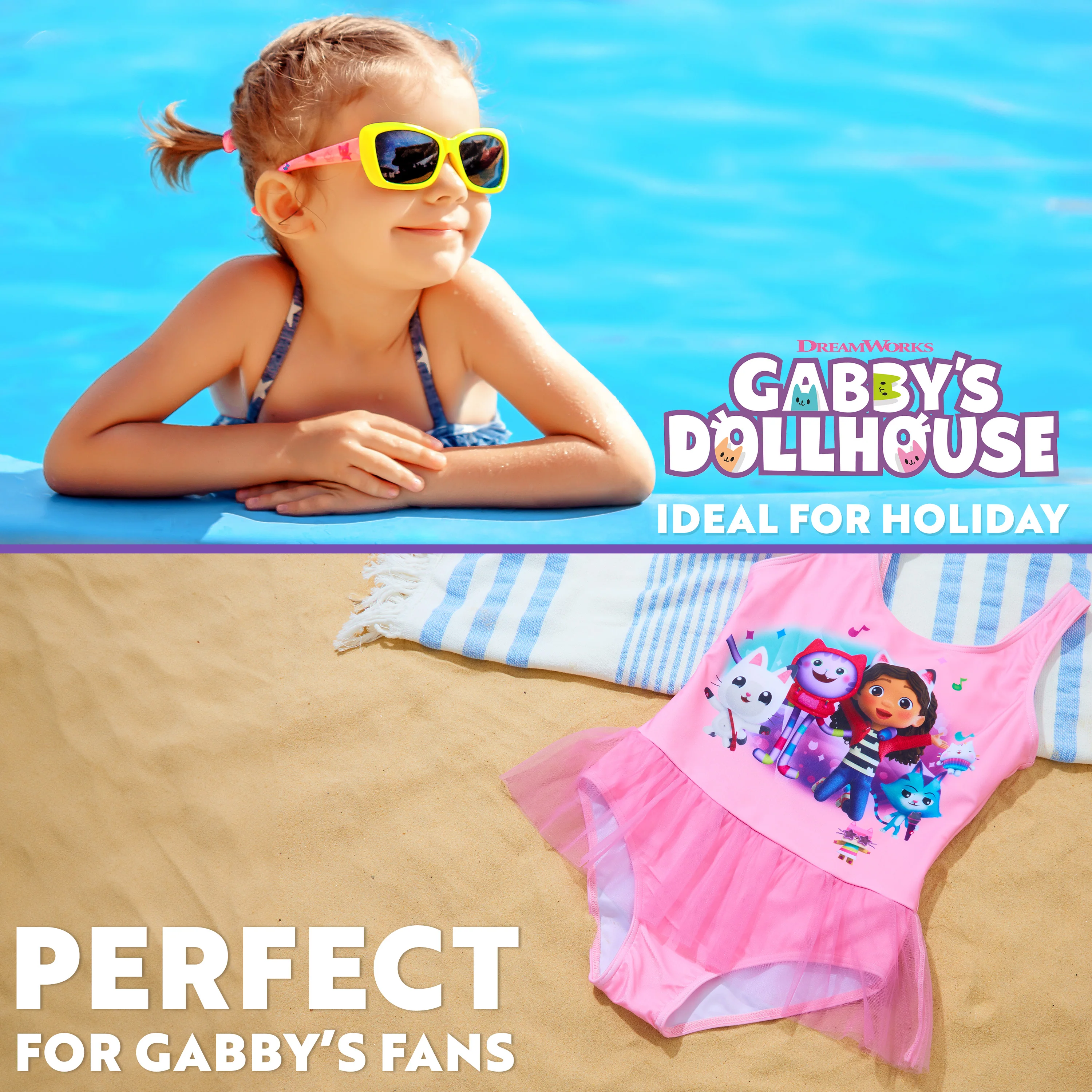Gabby's Dollhouse Girls Swimming Costume, One Piece Swimsuit for Beach or Pool - Image 4