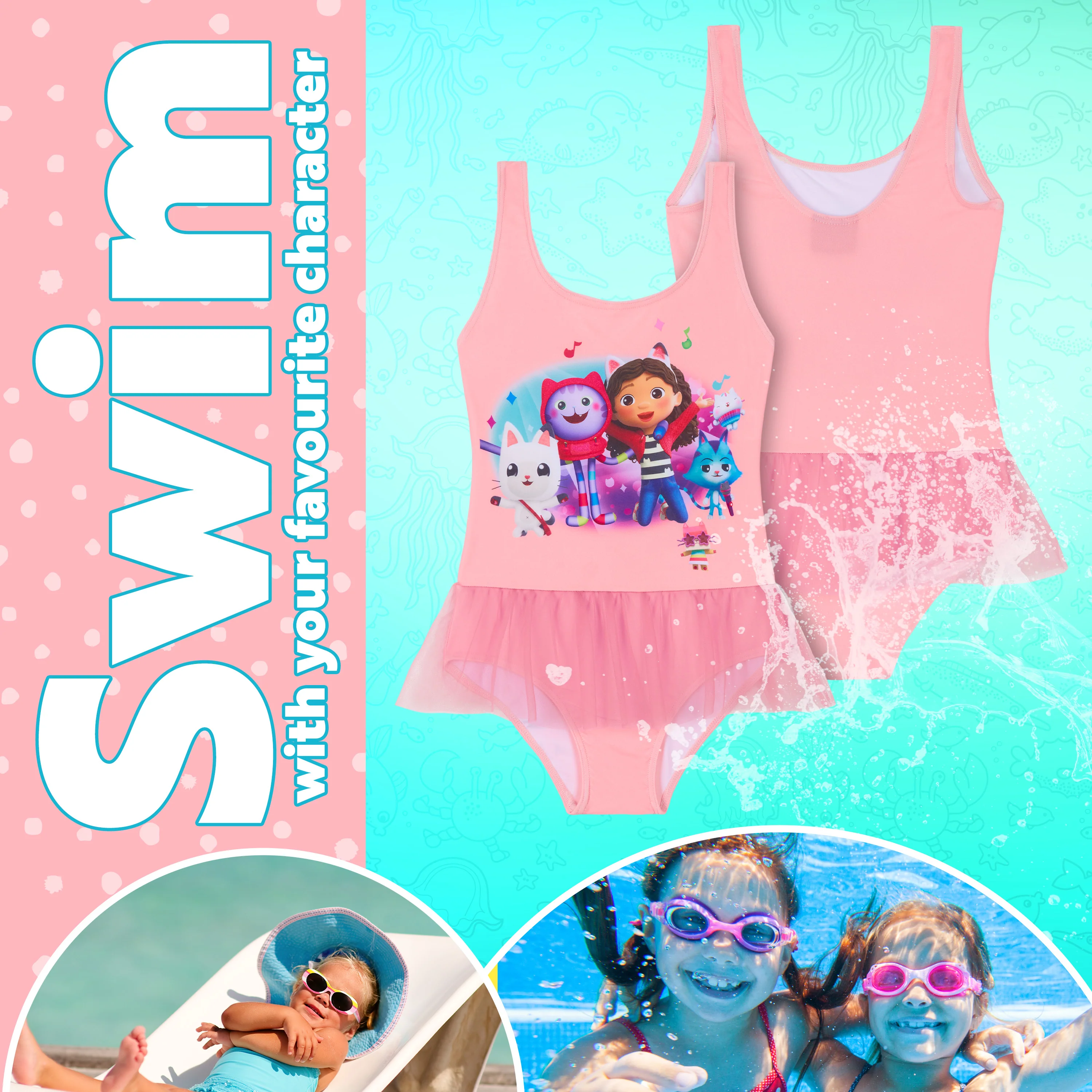 Gabby's Dollhouse Girls Swimming Costume, One Piece Swimsuit for Beach or Pool - Image 5