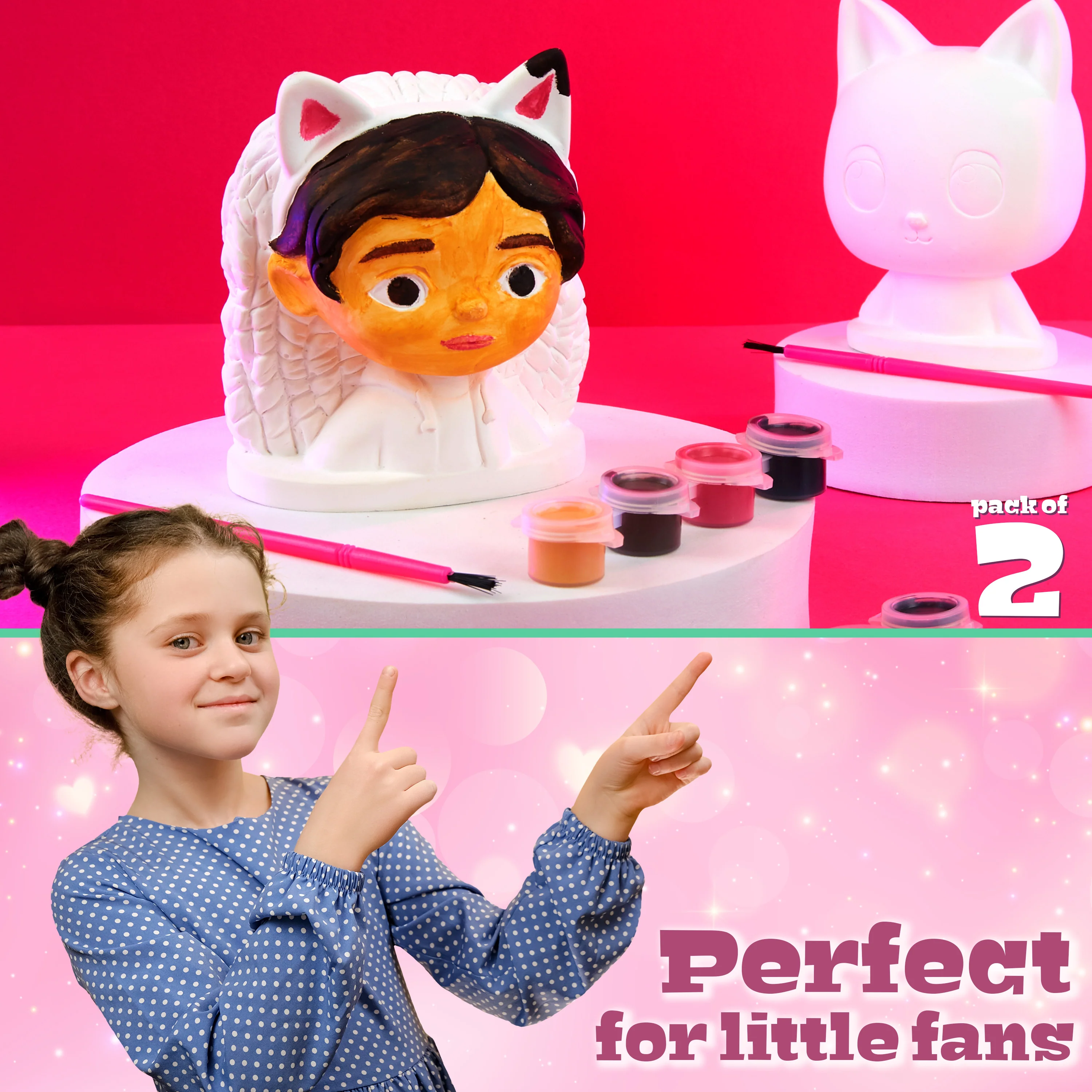 Gabby's Dollhouse Paint Your Own Plaster Figures Set of 2 for Girls DIY Crafts Art Set Activity - Gifts for Girls - Image 3