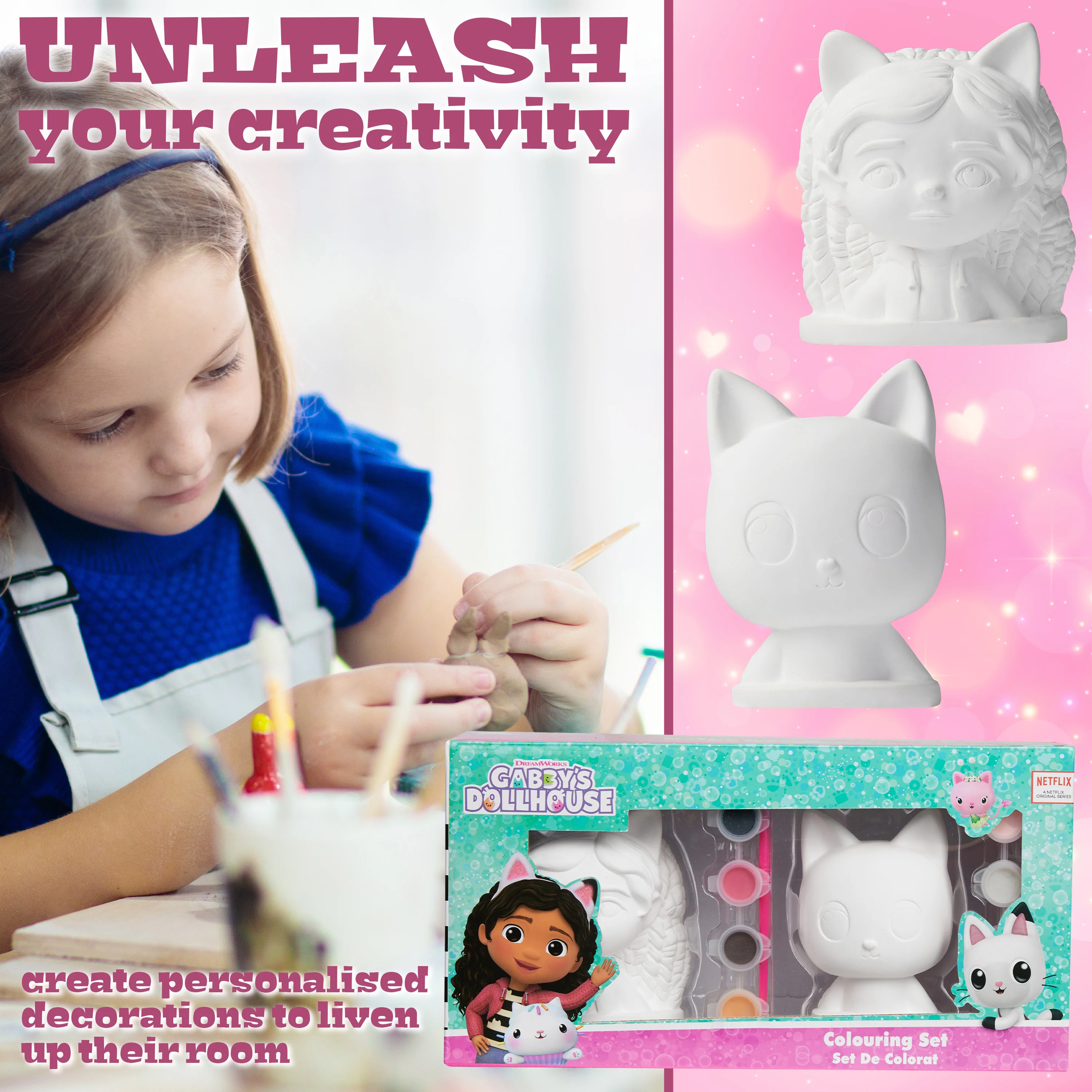 Gabby's Dollhouse Paint Your Own Plaster Figures Set of 2 for Girls DIY Crafts Art Set Activity - Gifts for Girls - Image 4