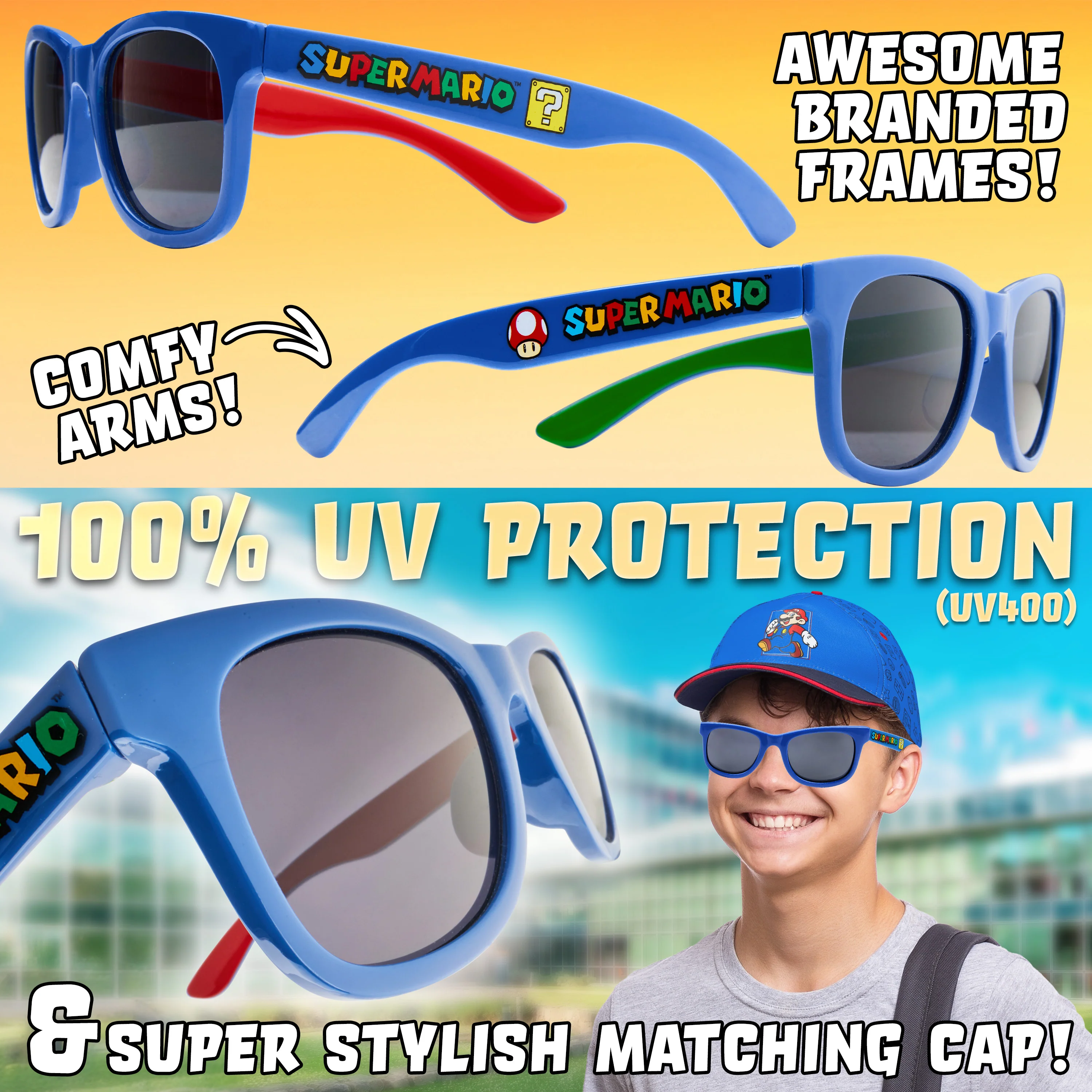 Get Trend Baseball Cap Kids Sunglasses Set Boys Hat 100% UV Protection Kids Sunglasses Holiday Accessories Boys Gifts - Image 3