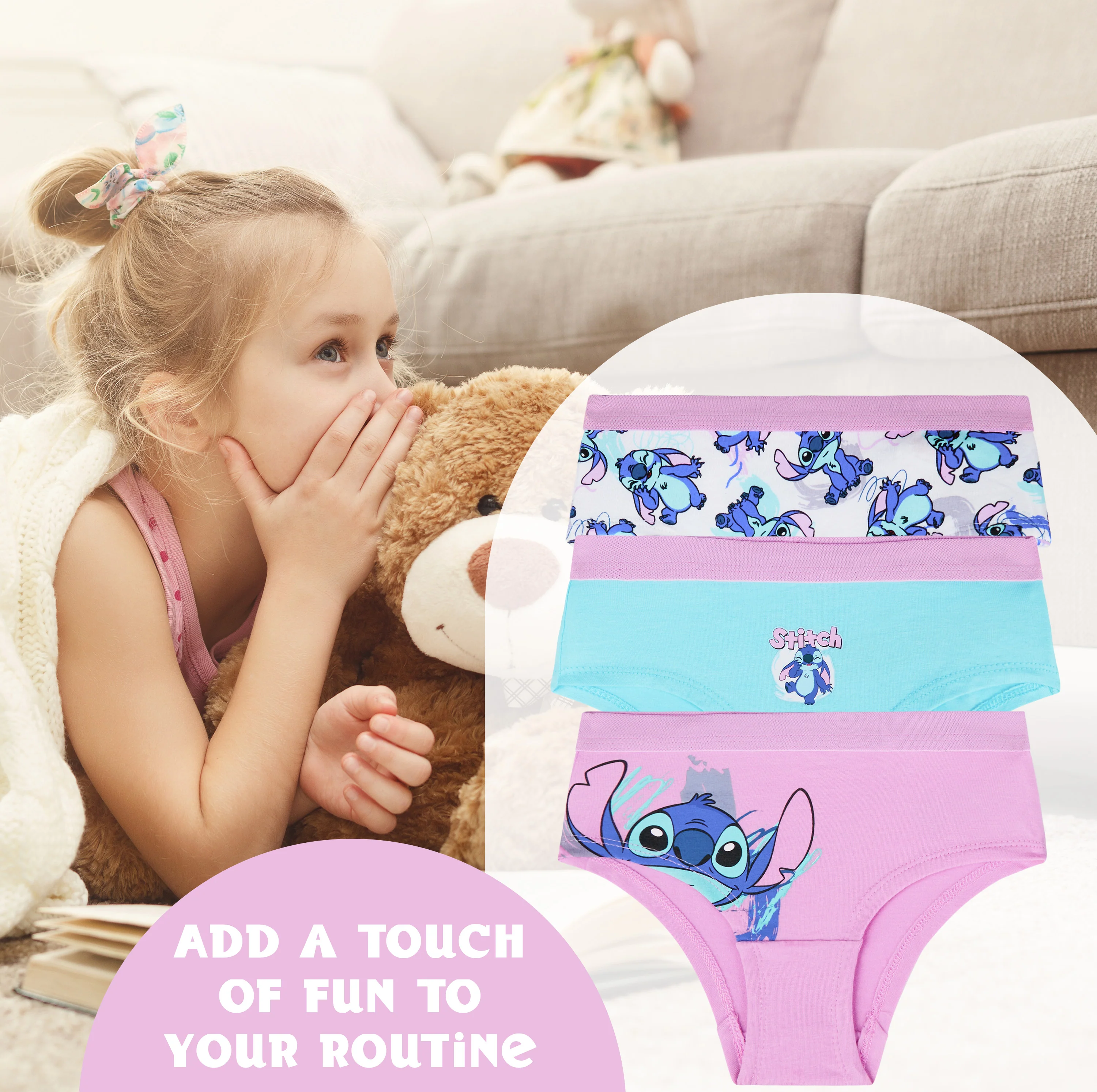 Get Trend Bluey | Stitch Knickers Girls Breathable Cotton Panties Toddlers Teens Underwear Multipack Underpants Girls Gifts - Image 2
