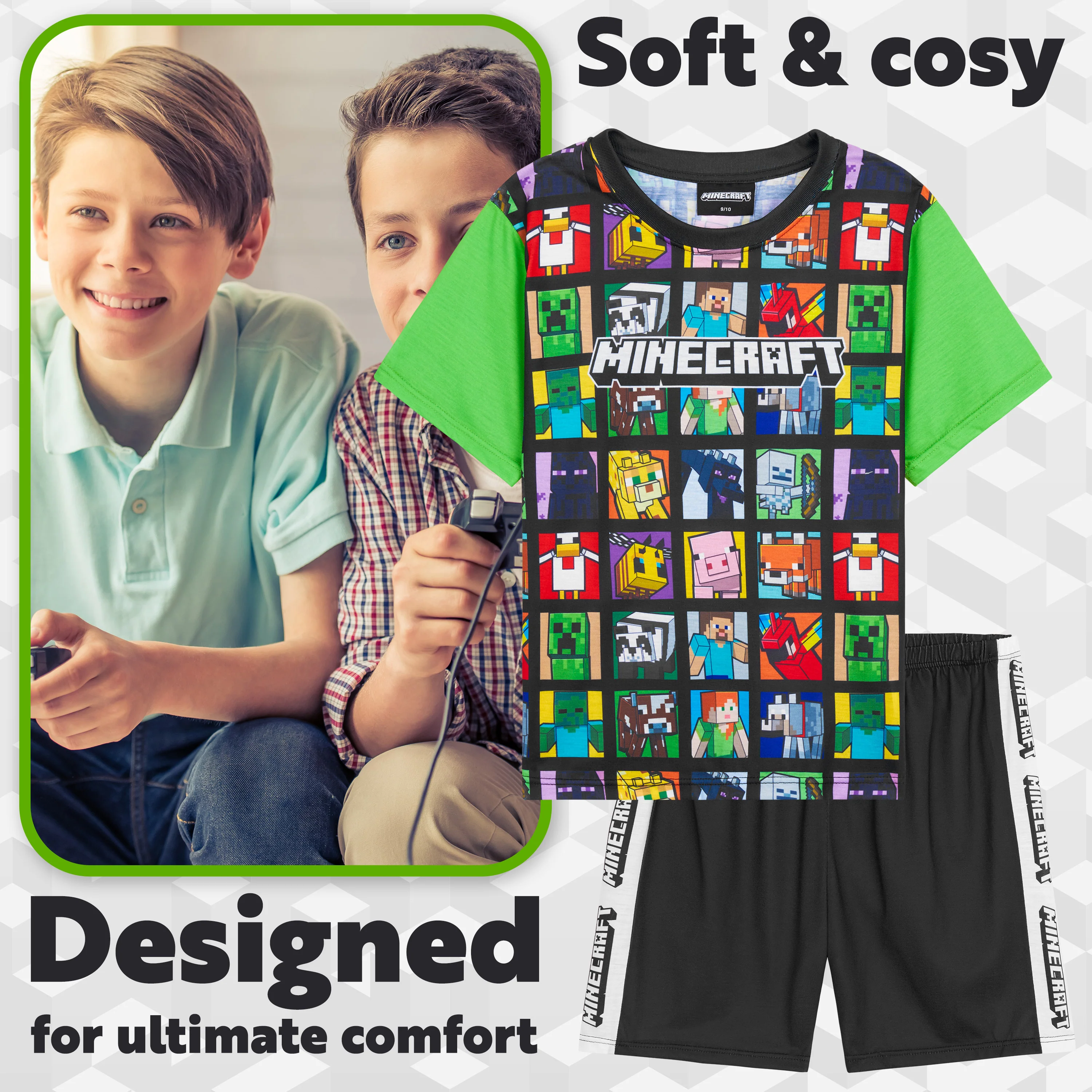 Get Trend Boys Pyjamas 2 Pack Short Sleeve PJs Set for Kids Teens Loungewear - Image 4