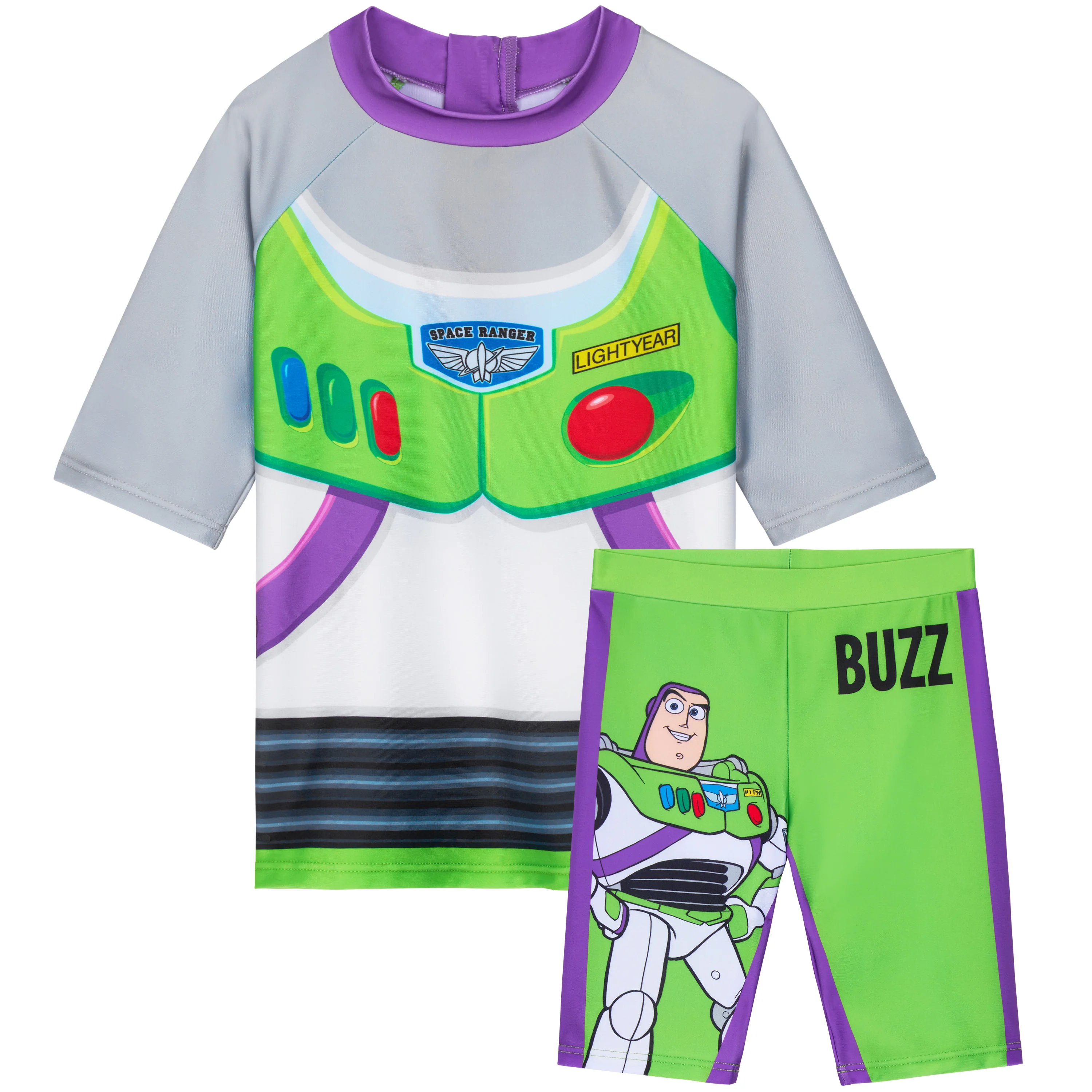 Get Trend Boys Buzzlightyear Swimming Costume Set 2 Piece Swimwear Rash Guard Top and Swimming Trunks Toddlers Kids Swimsuit for Beach Pool Holiday Essentials