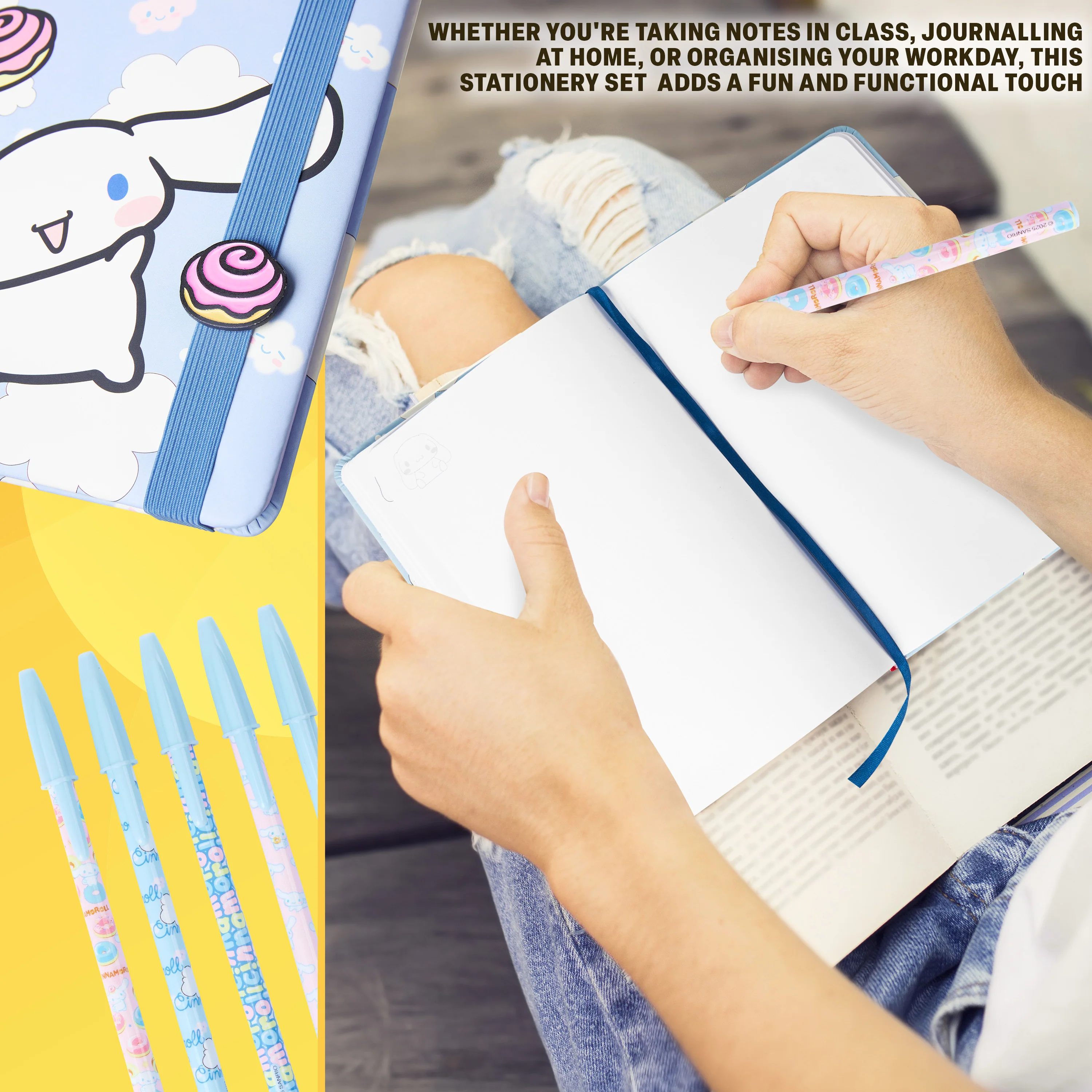 Get Trend Cinnamoroll Pencil Case Notebook Stickers and Pens Kawaii Stationery Set - Image 2