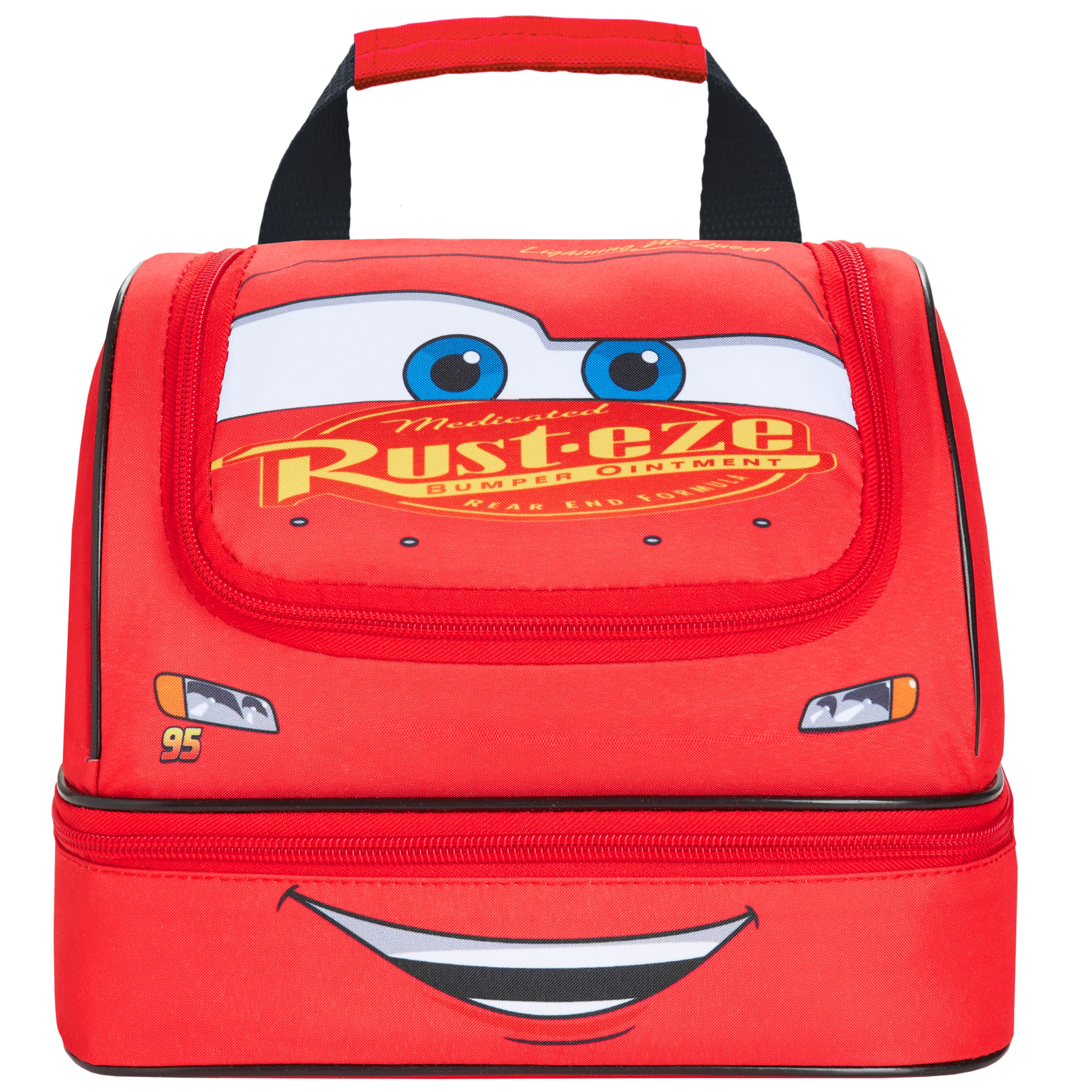 Get Trend Disney Cars Lunch Bag for Kids Lightning McQueen Insulated Lunch Box Compartments Double Decker Snacks Food Carrier for School Travel Picnic Cooler Bag (Red McQueen) - Image 2