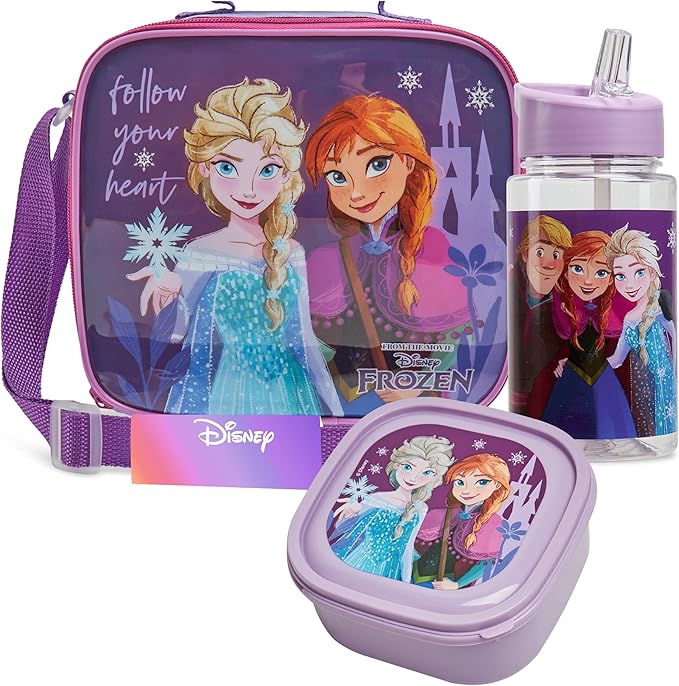 Get Trend Disney Frozen Lunch Bag Set for Kids 3 Pcs with Snack Lunch Box