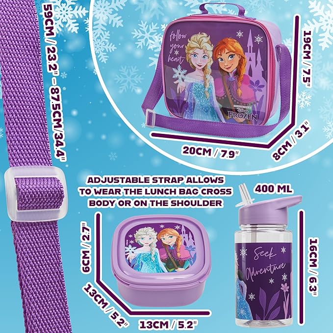Get Trend Disney Frozen Lunch Bag Set for Kids 3 Pcs with Snack Lunch Box - Image 2