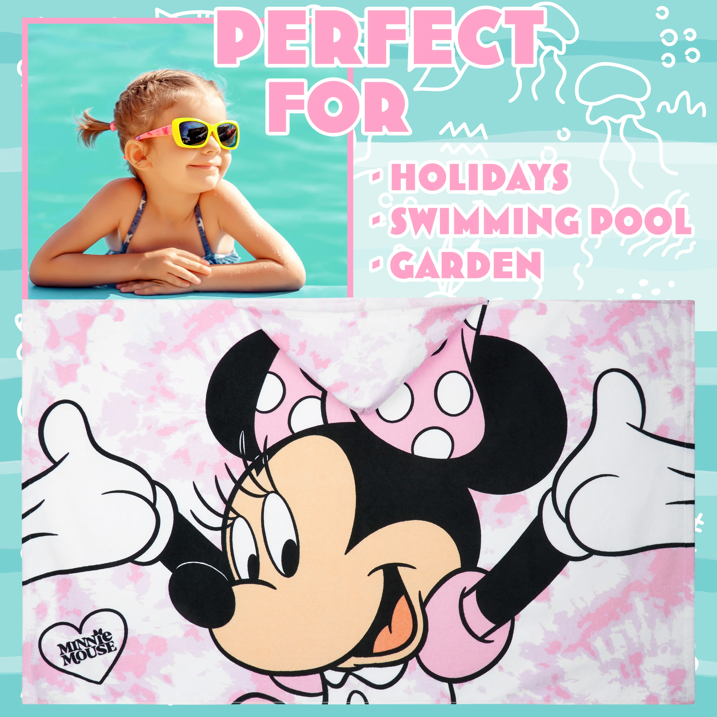Get Trend Disney Minnie Mouse Bath Towel with Hood for Kids(3-7 Years) - Image 2