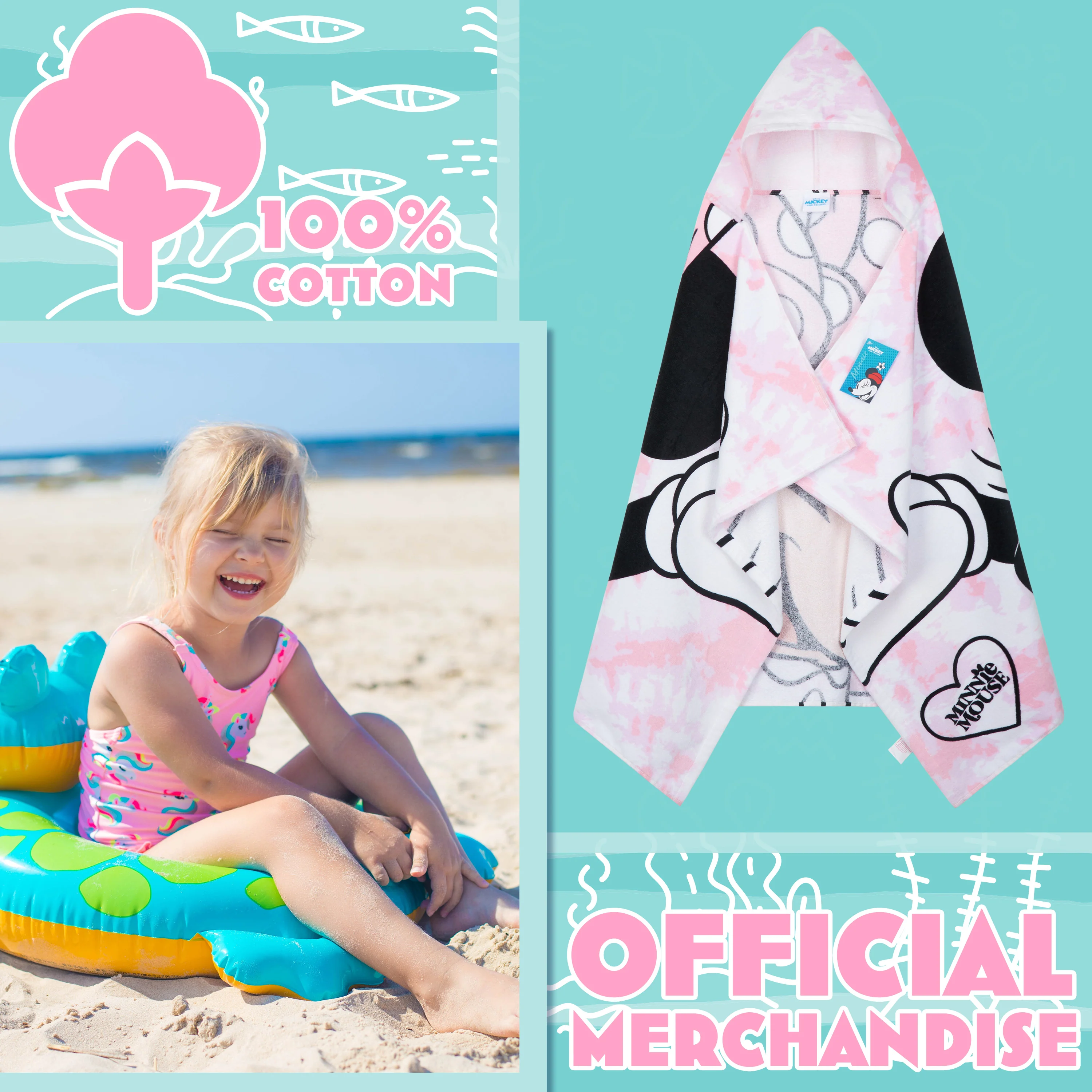 Get Trend Disney Minnie Mouse Bath Towel with Hood for Kids(3-7 Years) - Image 3