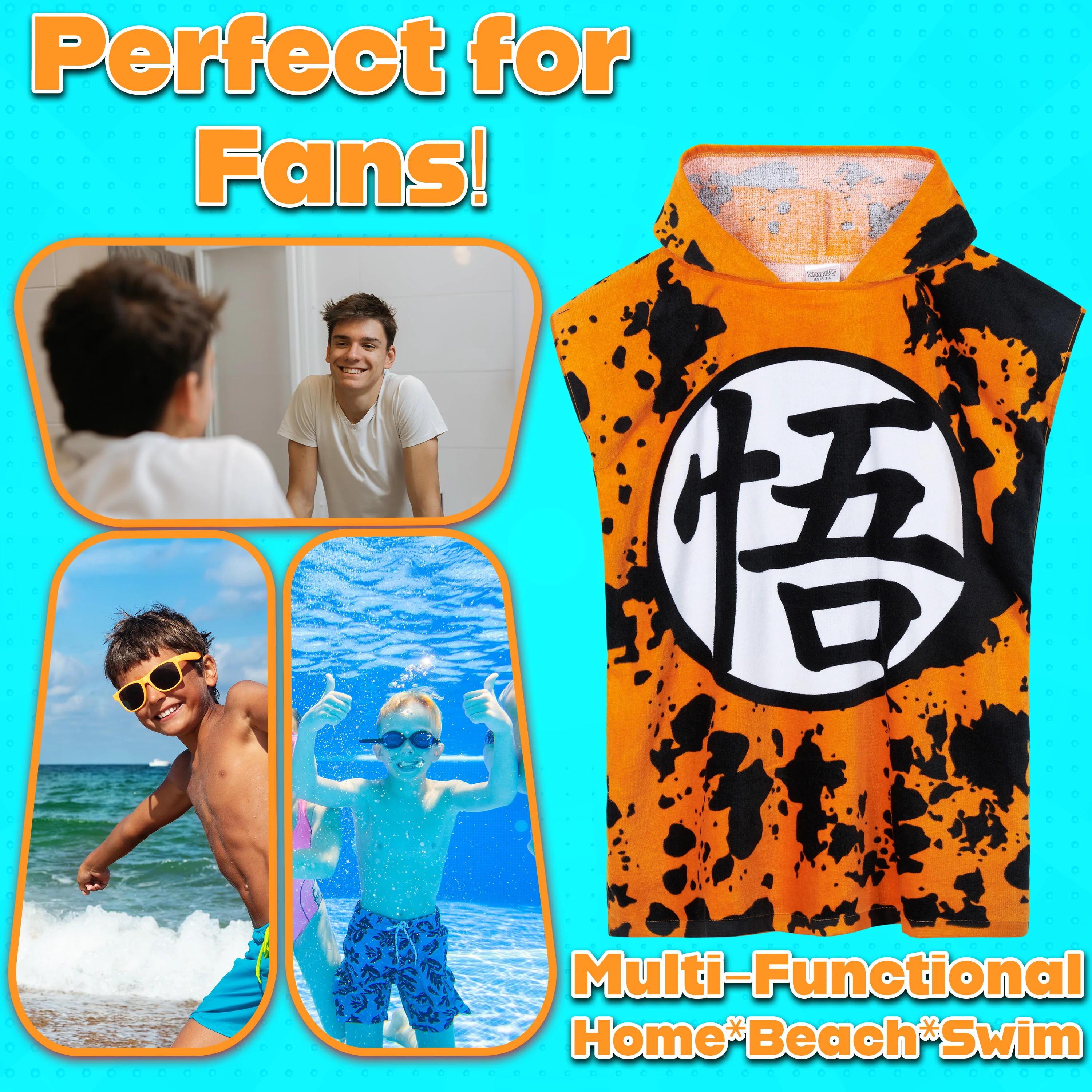 Get Trend Dragon Ball Z Bath Towel with Hood for Kids Teens Changing Robe - Image 3