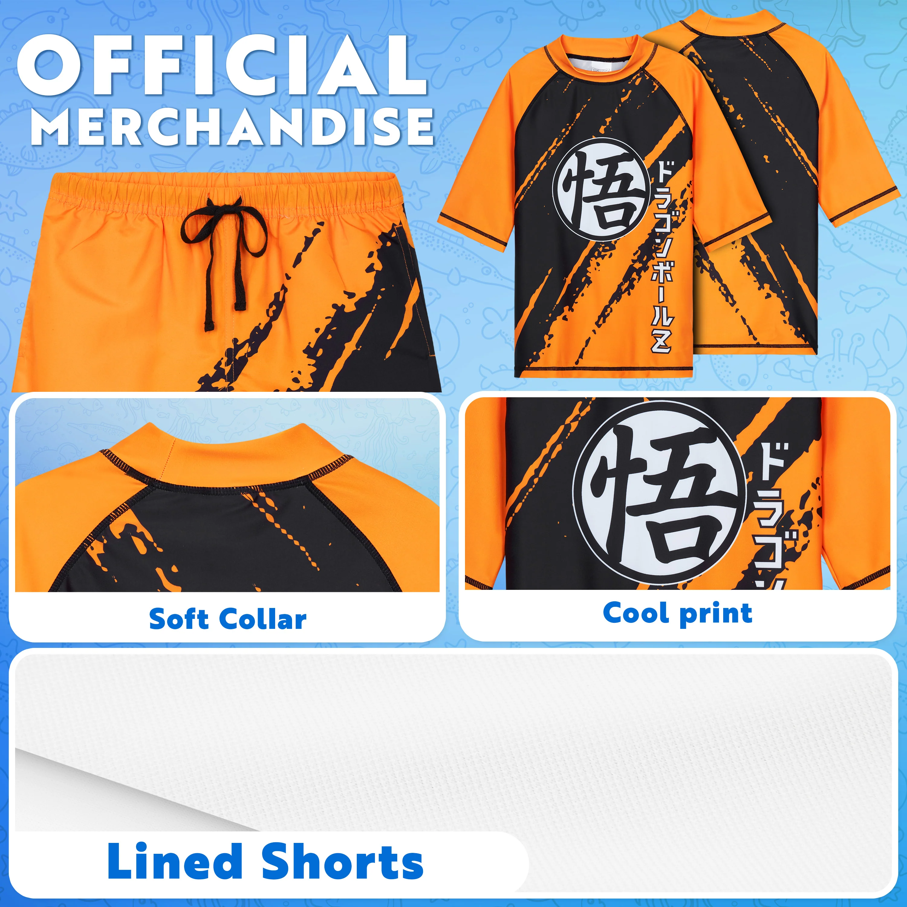 Get Trend Dragon Ball Z Swimsuit Set for Boys 2 Pcs with Swimming Trunks Marshall Rubble Chase Boys Rash Vest for Swimming Beach Trip Holiday Essentials - Image 4