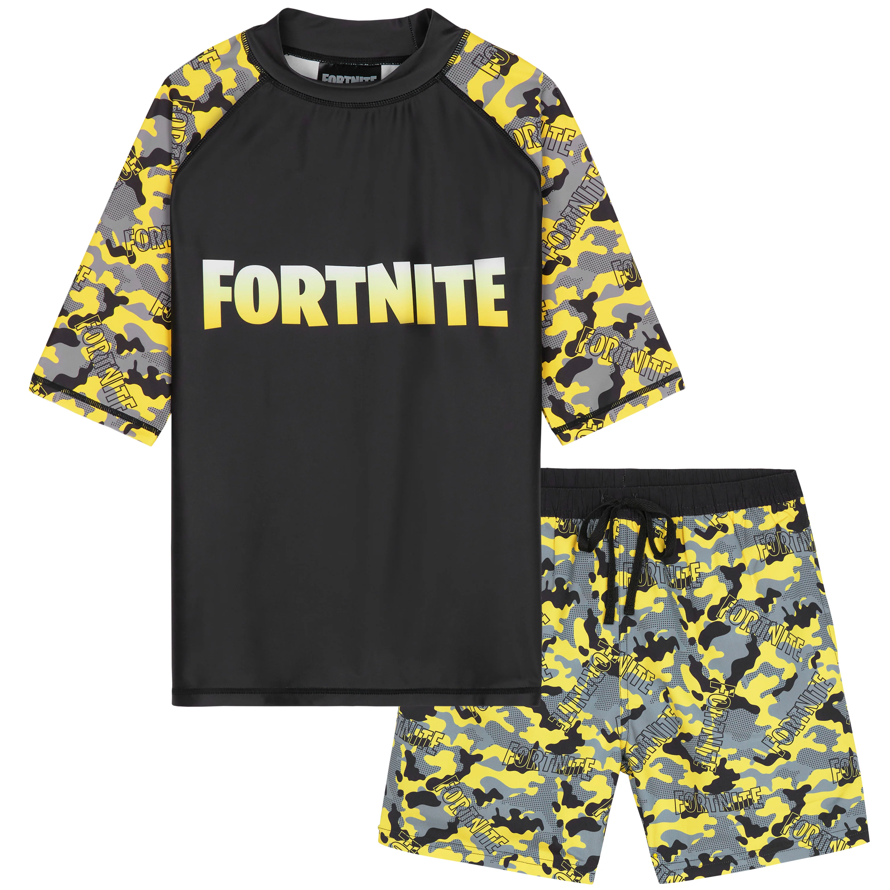 Get Trend | Fortnite Swimsuit Set for Boys Teenagers 2 Pcs with Swimming Trunks Boys Rash Vest for Swimming Beach Trip Holiday Essentials
