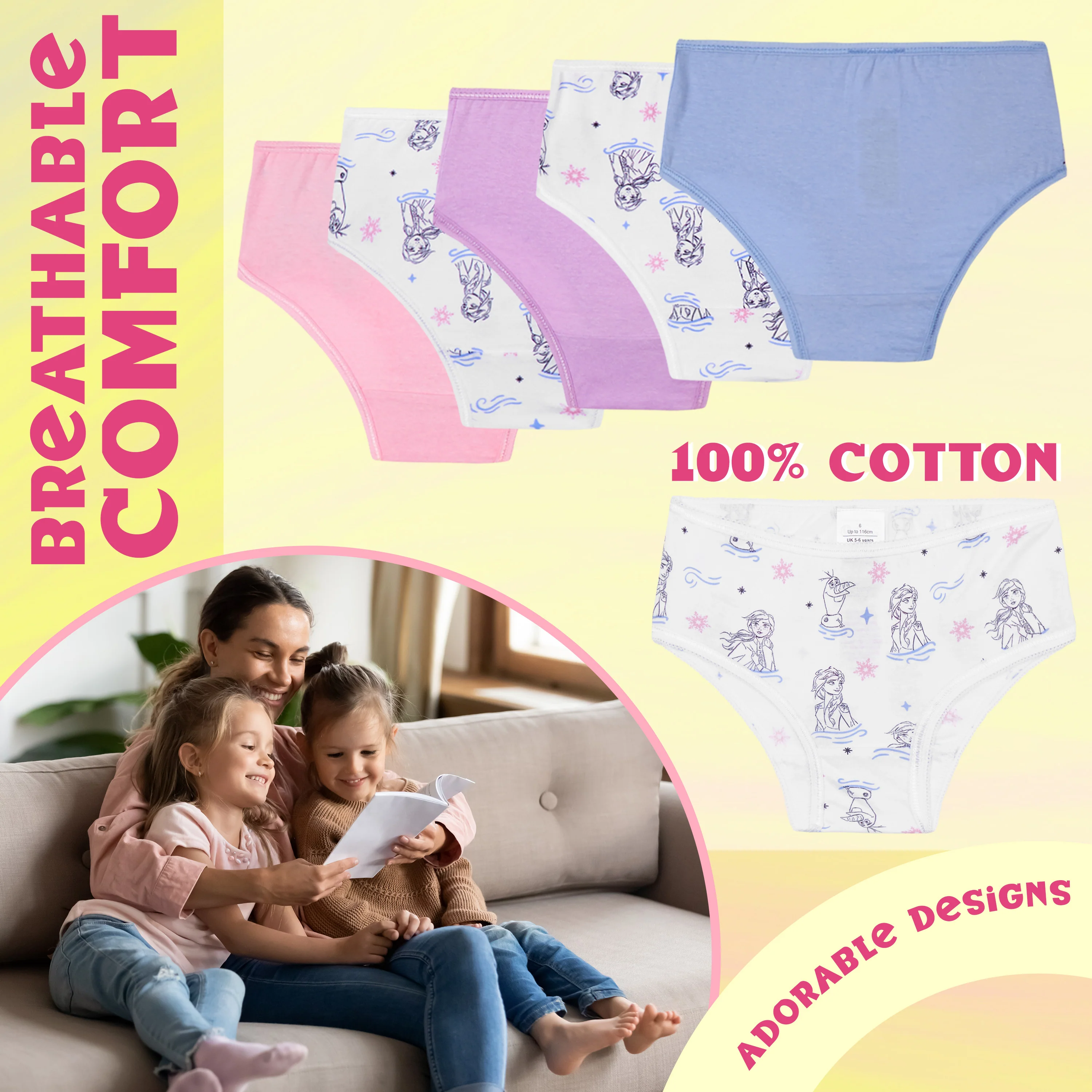 Get Trend Frozen Girls Breathable Panties Toddlers Teens Underwear Multipack - Image 3