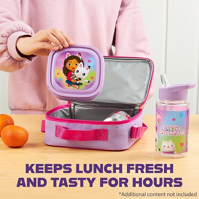 Get Trend Gabby’s Dollhouse Lunch Bag Set for Kids 3 Pcs with Snack Lunch Box - Image 6