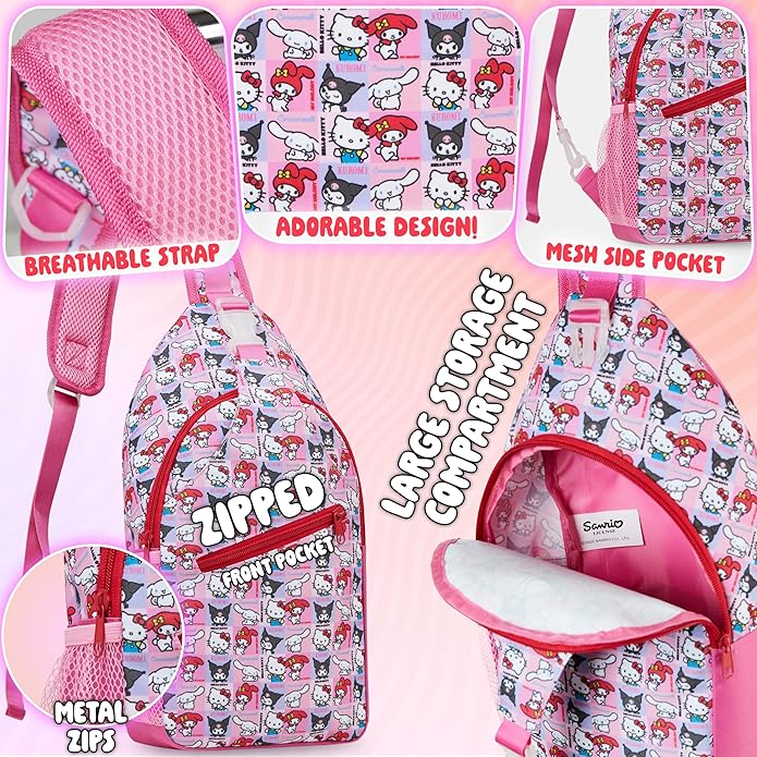 Get Trend Hello Kitty Cross Body Bag Girls Teens Travel Bag - Image 4