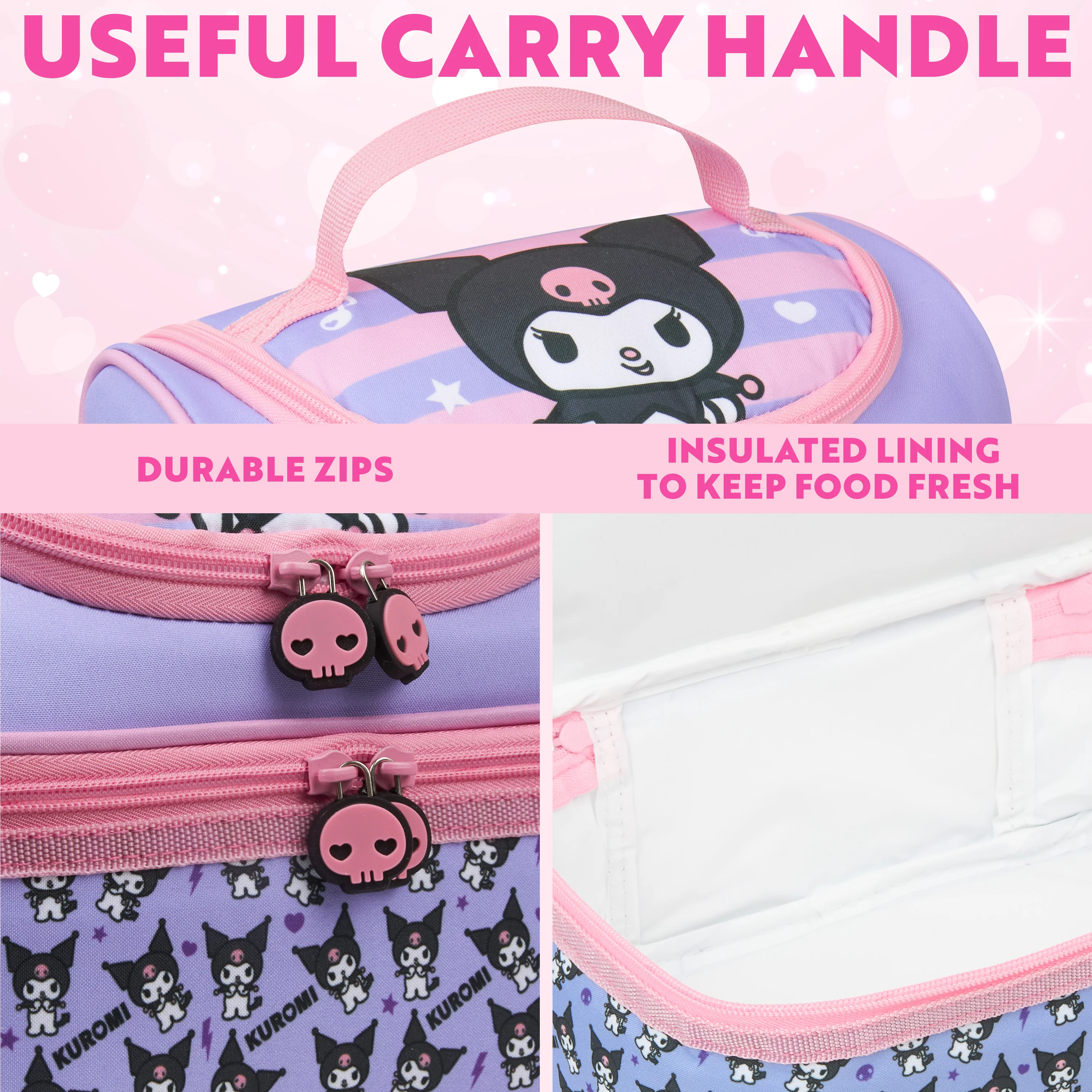 Get Trend Hello Kitty Kuromi Lunch Bag for Kids Kawaii Insulated Lunch Box - Image 4
