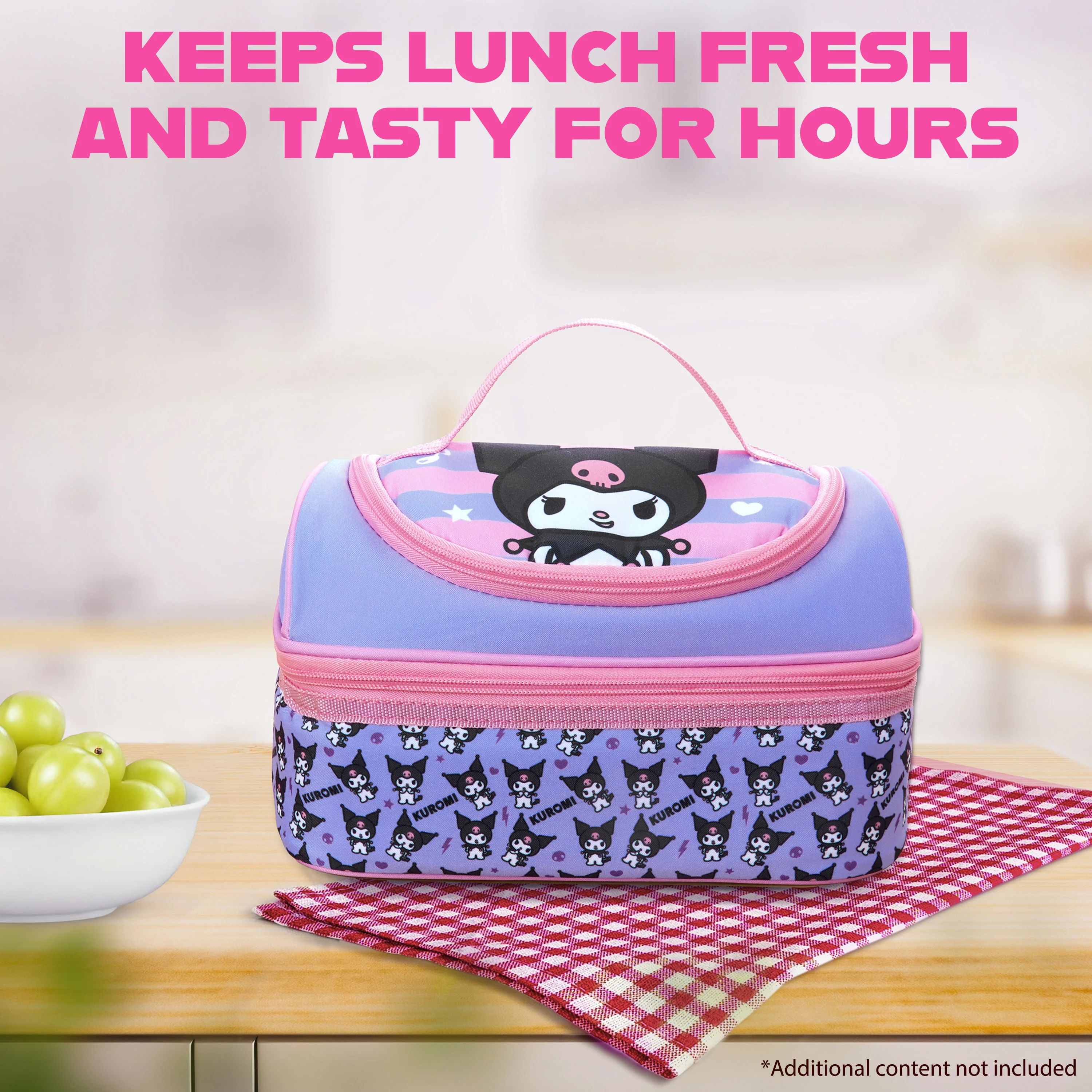 Get Trend Hello Kitty Kuromi Lunch Bag for Kids Kawaii Insulated Lunch Box - Image 5