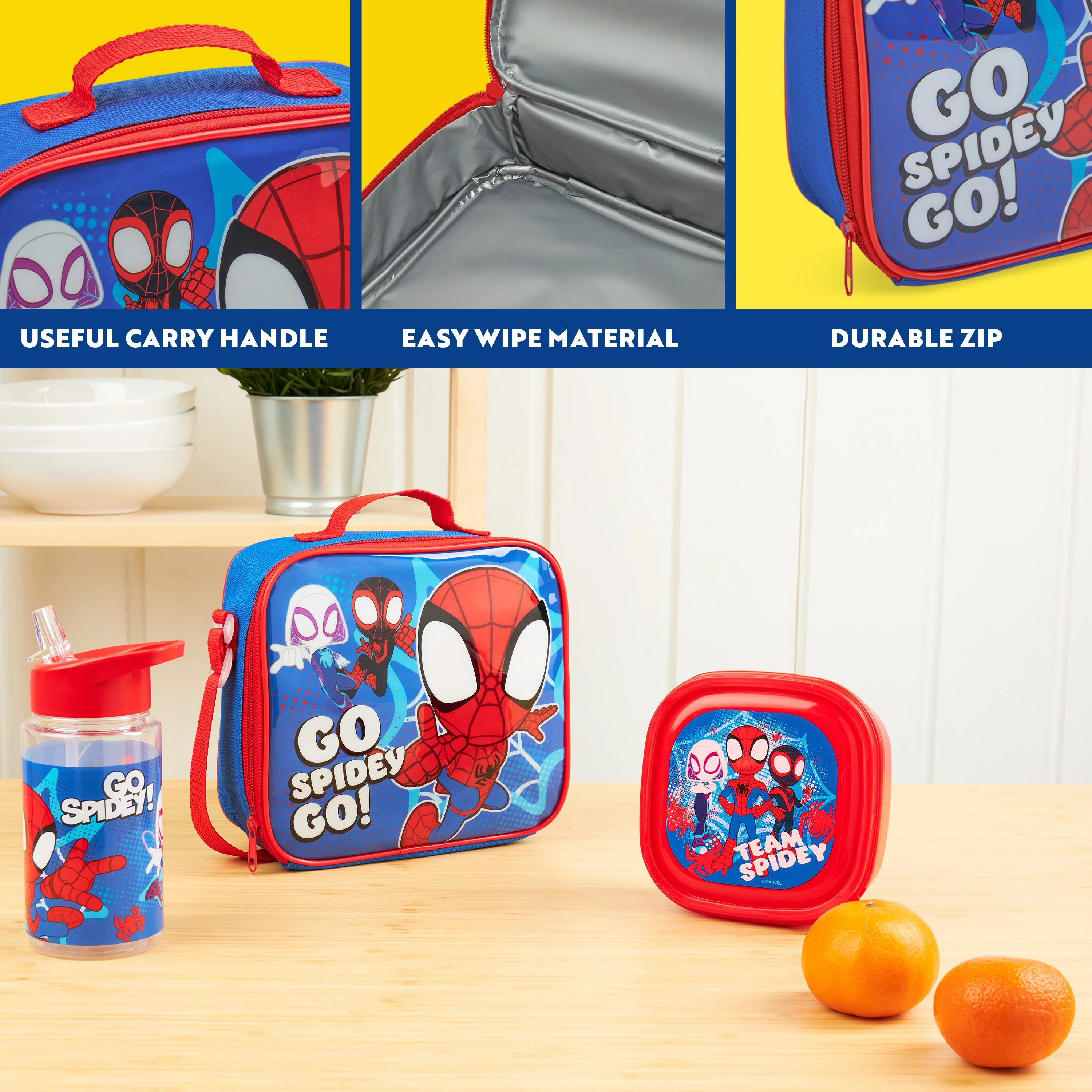 Get Trend Marvel Spidey Lunch Bag Set for Kids 3 Pcs with Snack Lunch Box - Image 4