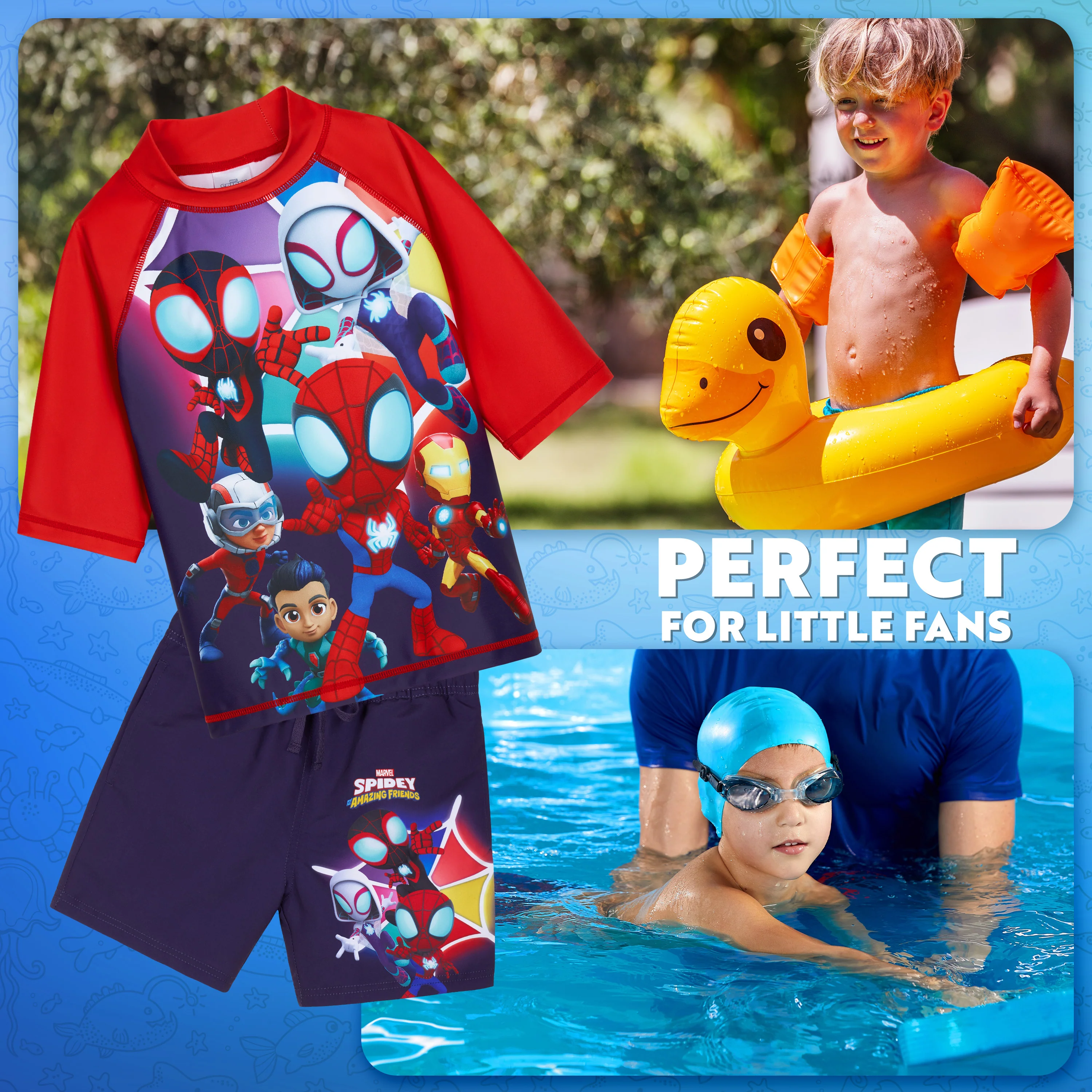 Get Trend Marvel | Spidey Swimsuit Set for Boys Teenagers 2 Pcs with Swimming Trunks Boys Rash Vest for Swimming Beach Trip Holiday Essentials - Image 2