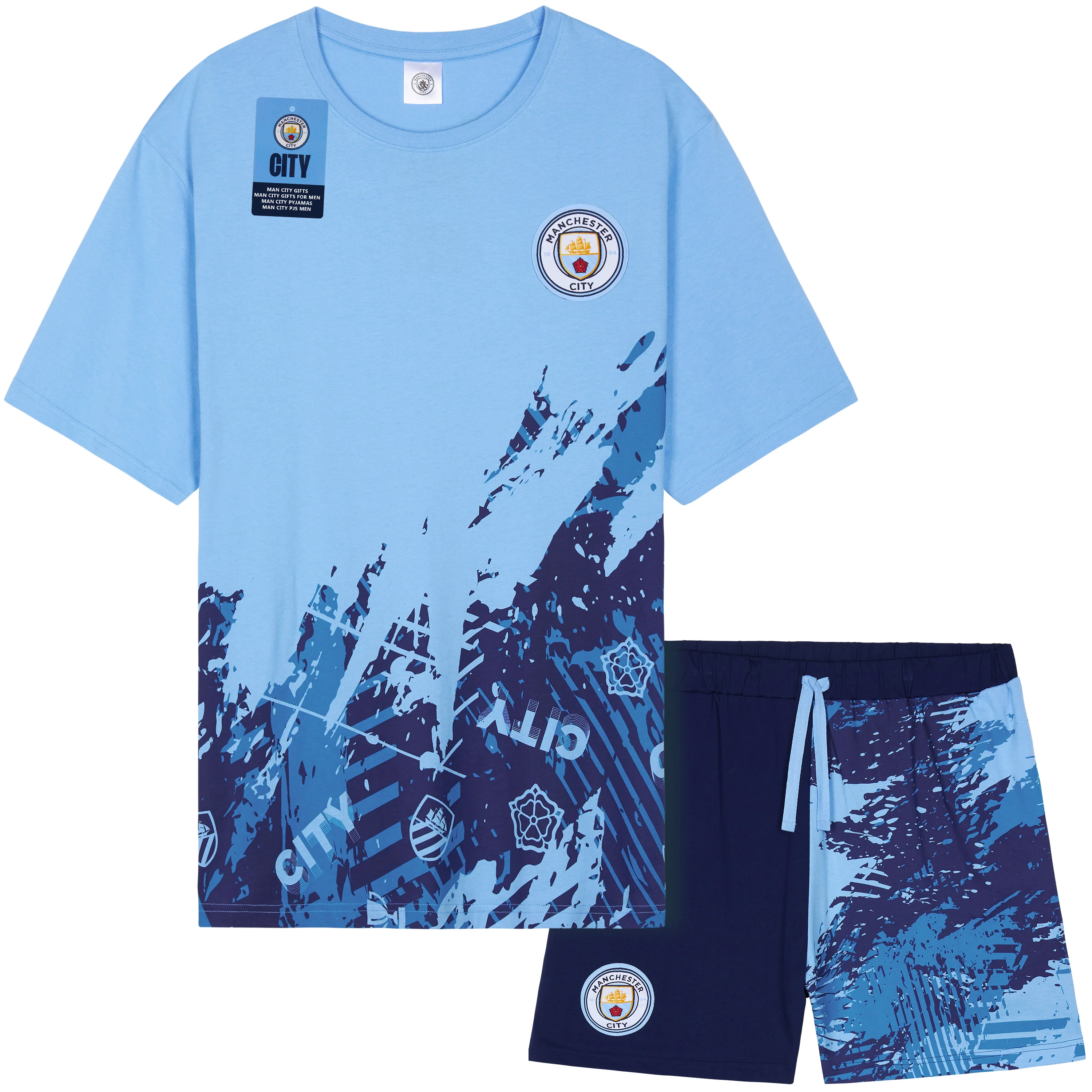 Get Trend Mens Pyjamas Set Short PJs Soft Breathable Nightwear Sleepwear Cosy Summer Lounge Set Football Gifts for Men