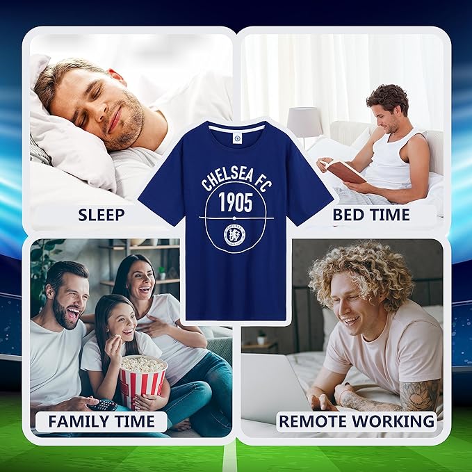 Get Trend Mens Pyjamas Set Short PJs Soft Breathable Nightwear Sleepwear Cosy Summer Lounge Set Football Gifts for Men - Image 3
