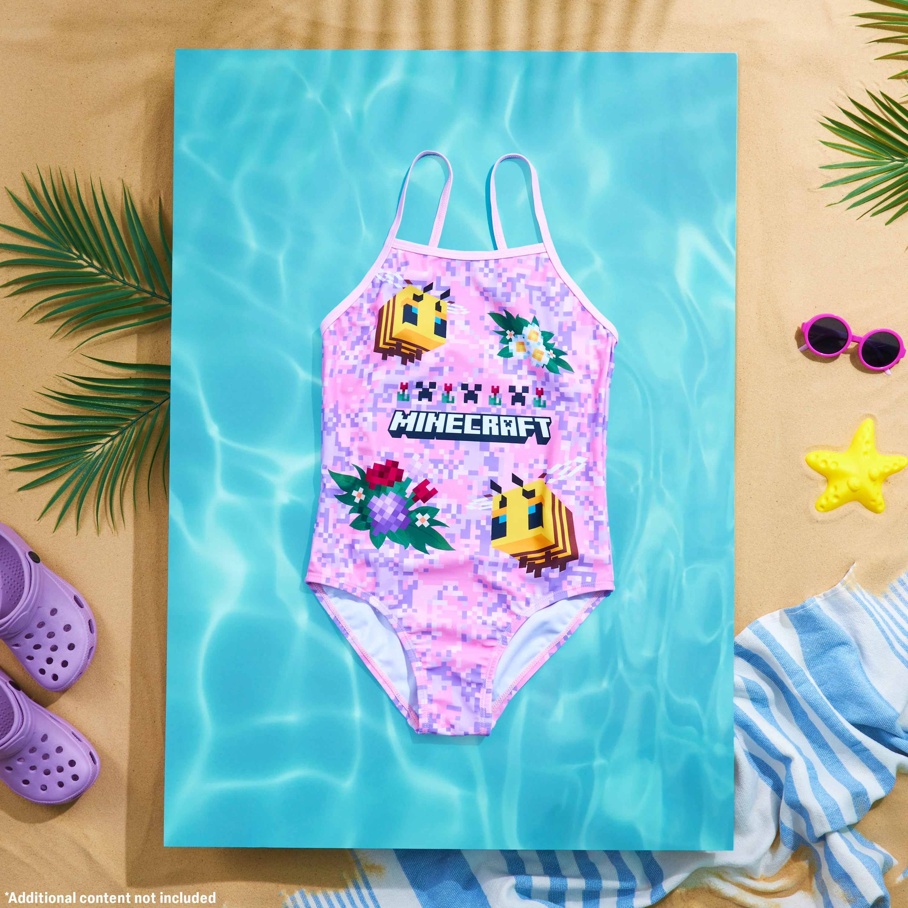 Get Trend Minecraft | Girls Swimming Costume Toddlers One Piece Stretchy Swimsuit Comfortable Straps Swimwear for Beach Pool Swimming Holiday Essentials - Image 5