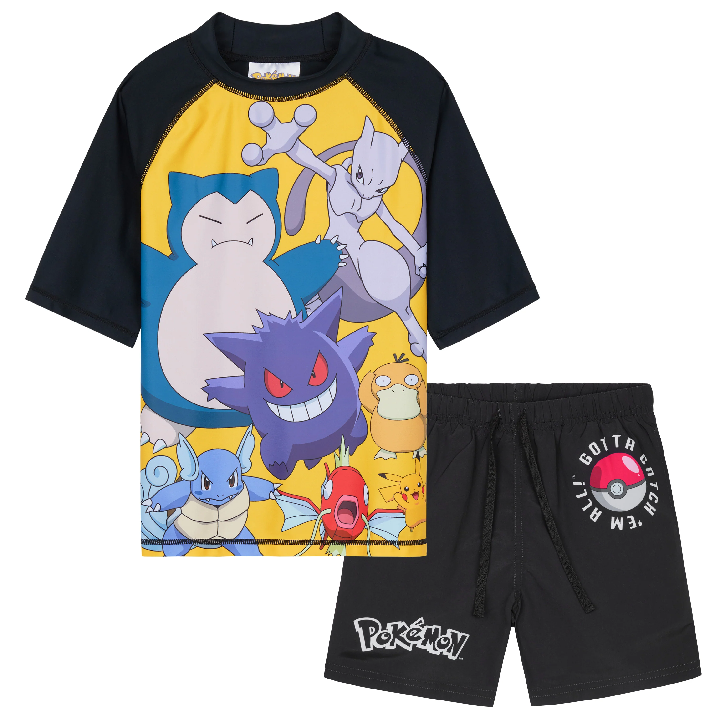 Get Trend Pokemon Swimsuit Set for Boys Teenagers 2 Pcs with Swimming Trunks