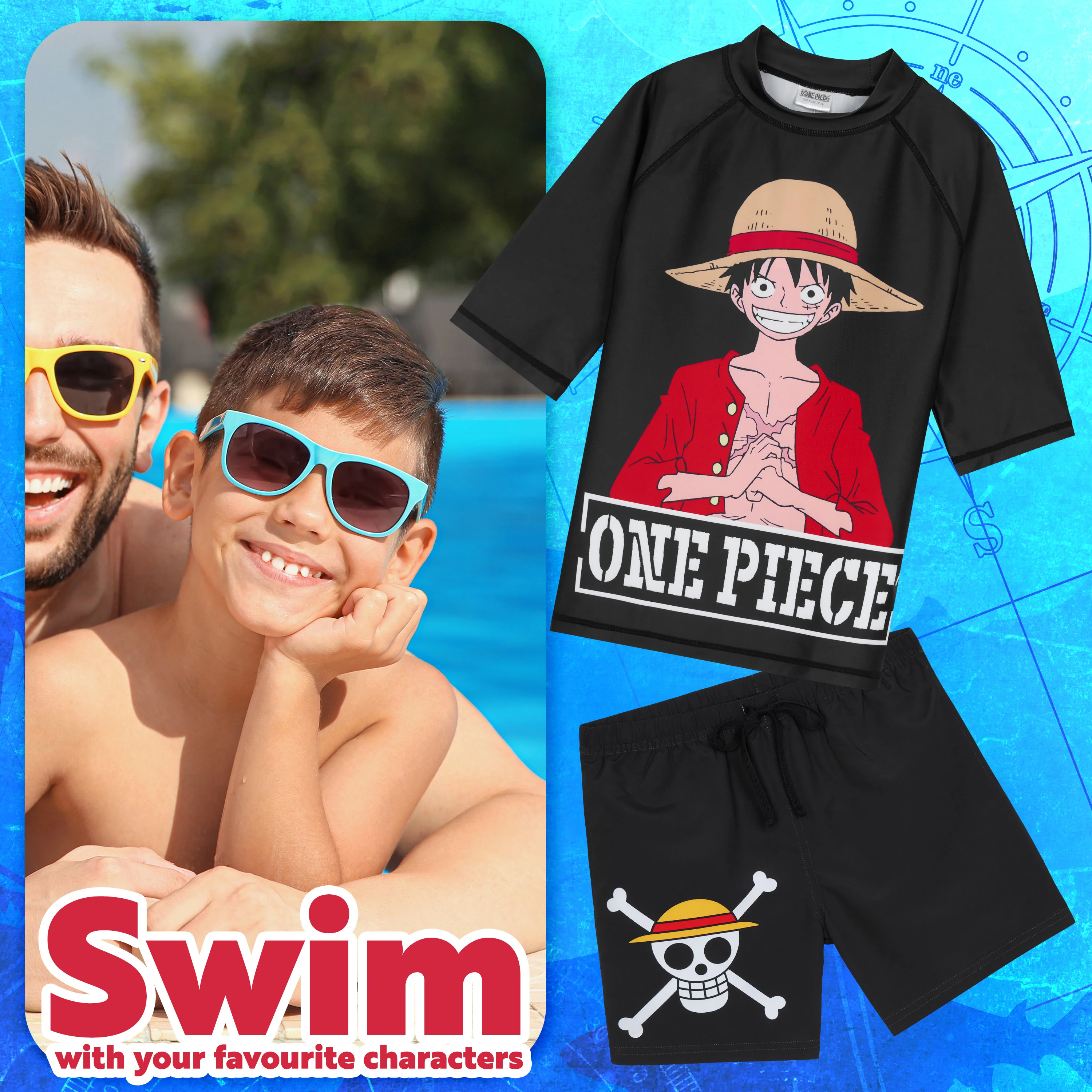 Get Trend One Piece Swimsuit Set for Boys 2 Pcs with Swimming Trunks Boys Rash Vest for Swimming Beach Trip Holiday Essentials - Image 3