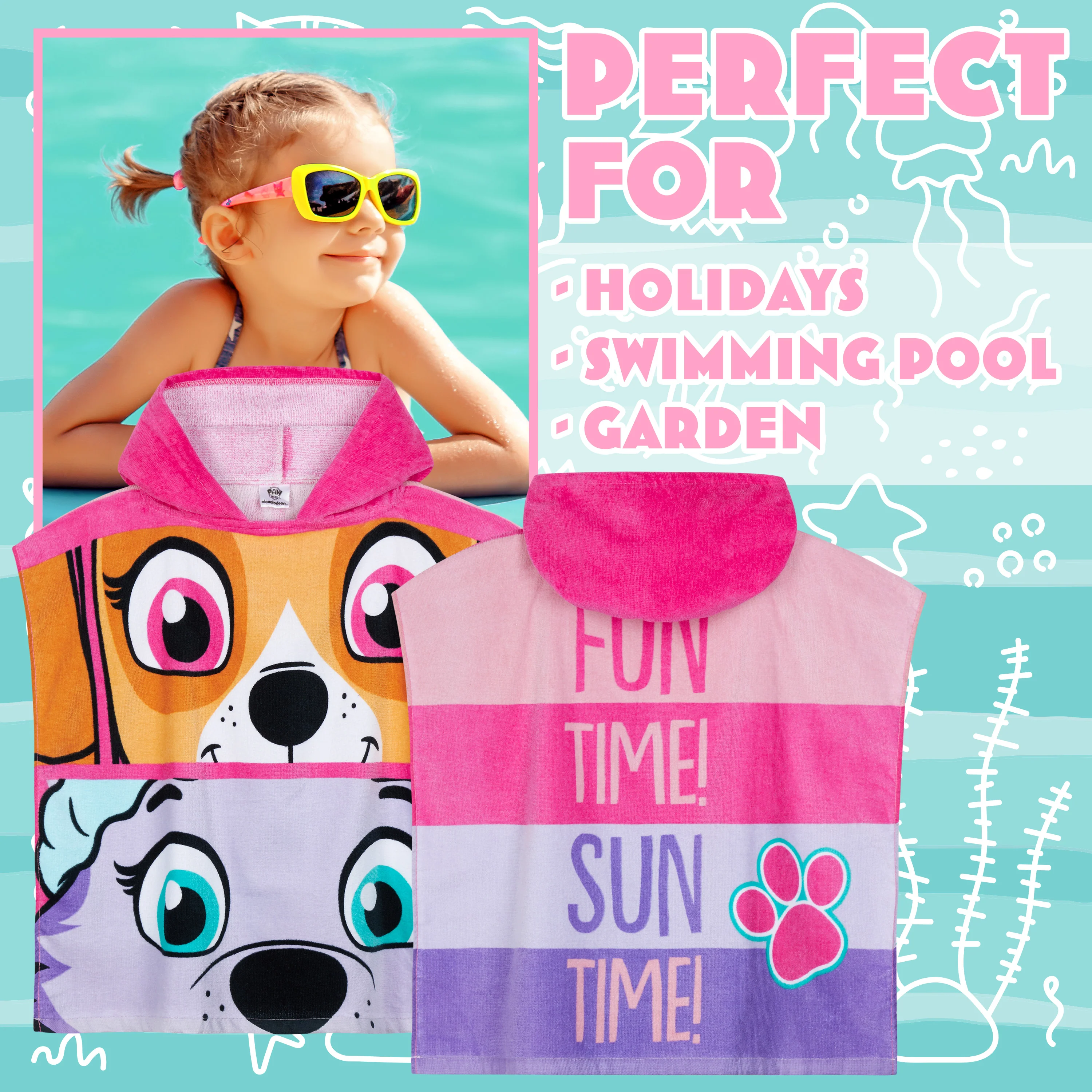 Get Trend Paw Patrol Bath Towel with Hood for Kids Changing Robe Skye Everest - Image 2