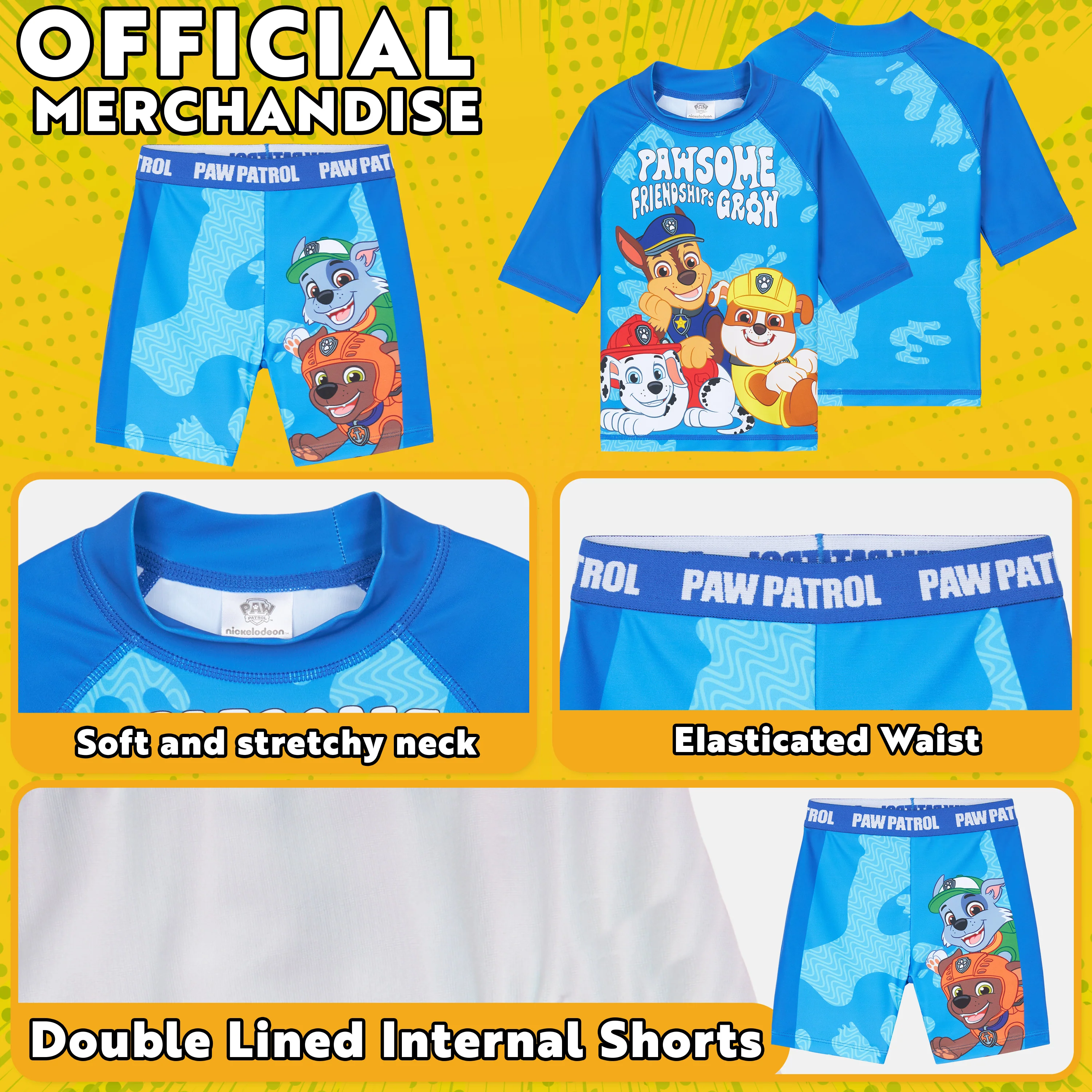 Get Trend Paw Patrol Swimsuit Set for Boys 2 Pcs with Swimming Trunks Marshall Rubble Chase Boys Rash Vest for Swimming Beach Trip Holiday Essentials - Image 3