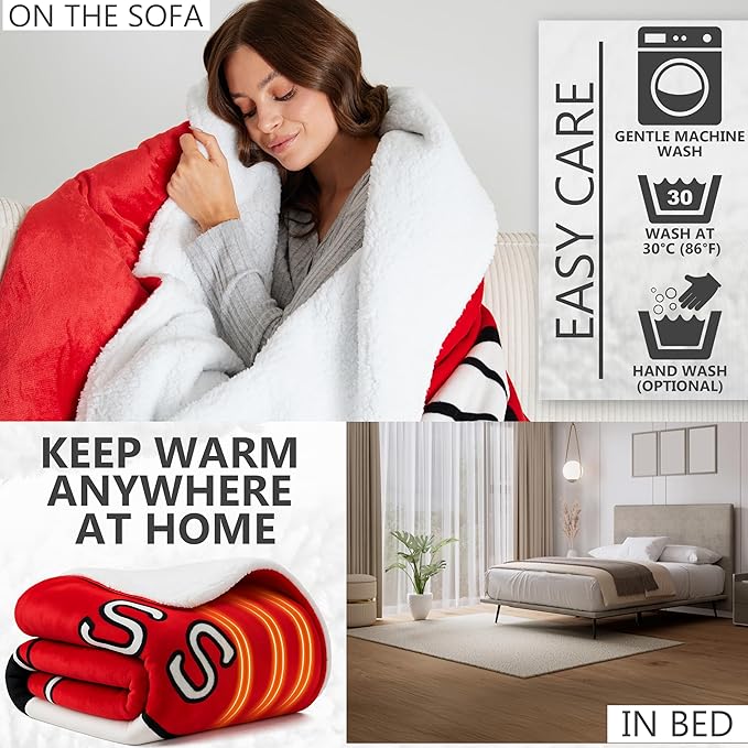 Get Trend Peanuts Snoopy Electric Blanket 150x200cm, Double Size Soft & Luxurious Sherpa Fleece Heated Blanket, 9 Heat Settings 12-Hour Auto-Off Timer (Red Snoopy, Double UK) - Image 5