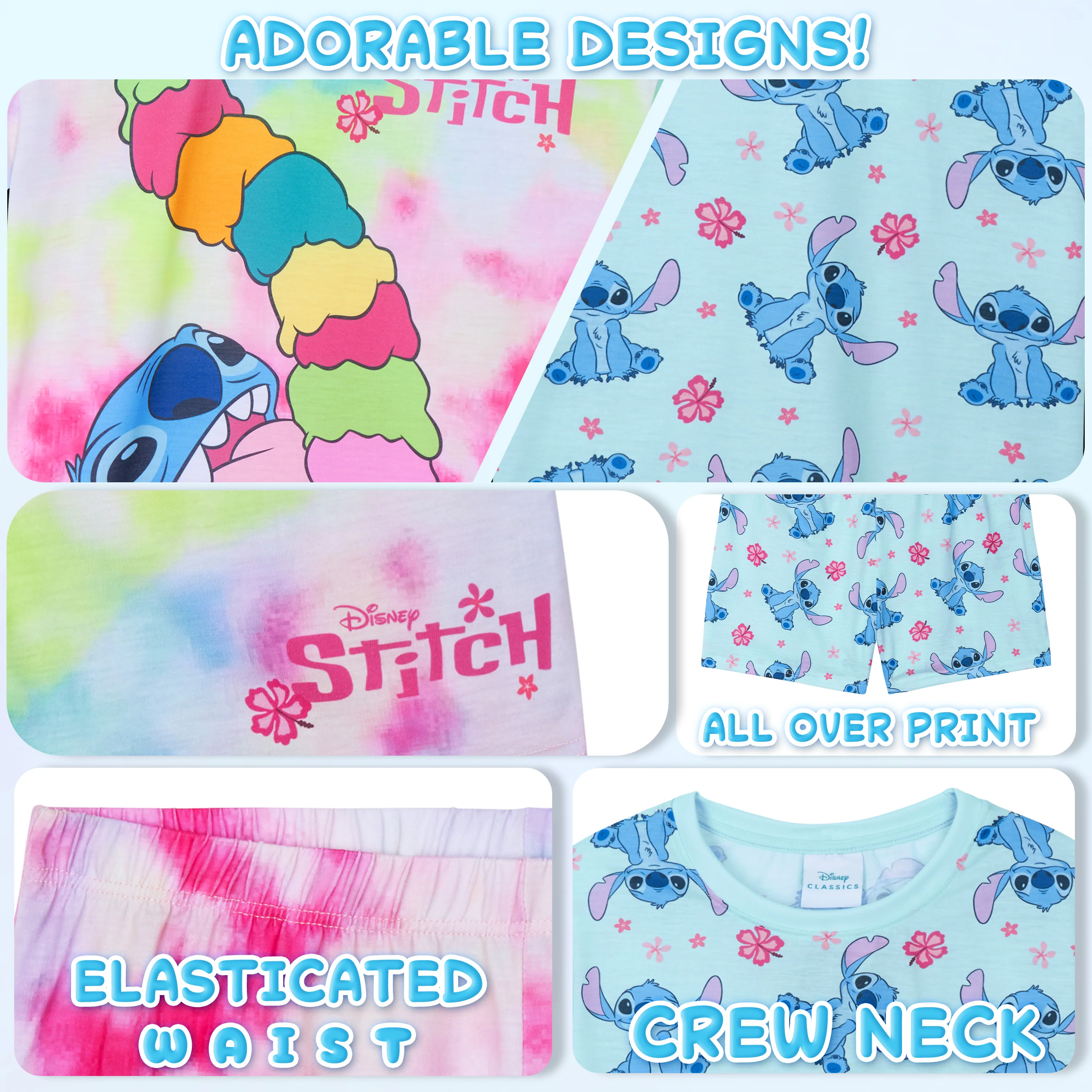 Get Trend PJs for Girls Pack of 2 Short Sleeve Pyjamas Set for Kids Teenagers Lounge Sets Nightwear Soft Comfy Sleepwear Gifts for Girls - Image 4